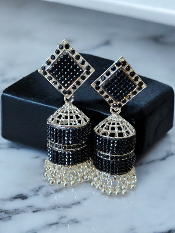 Midnight Charm Oxidized Black Jhumkas