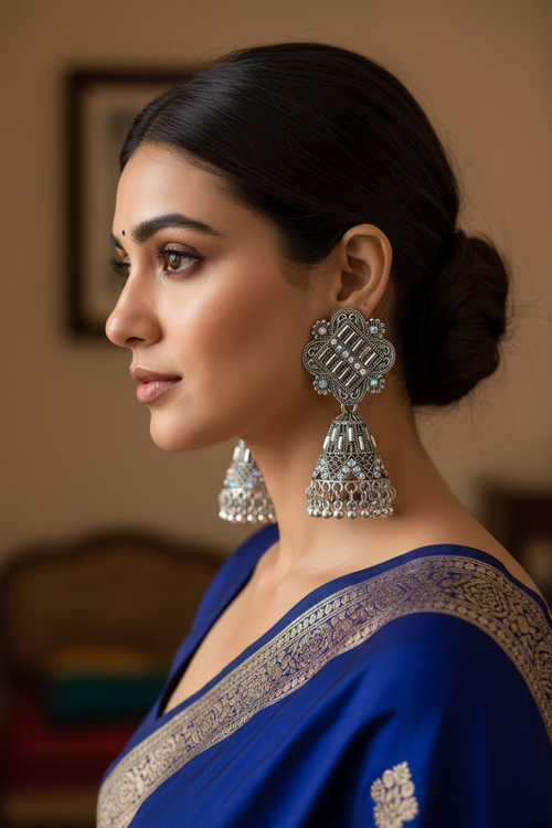 Radiant Celestial Charming Oxidized Jhumkas