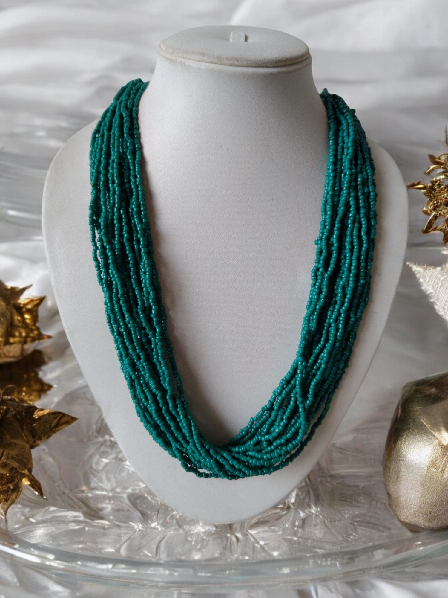 Sea Breeze Symphony - Multi-Layered Necklace  With Matching Earrings (20 Layers)