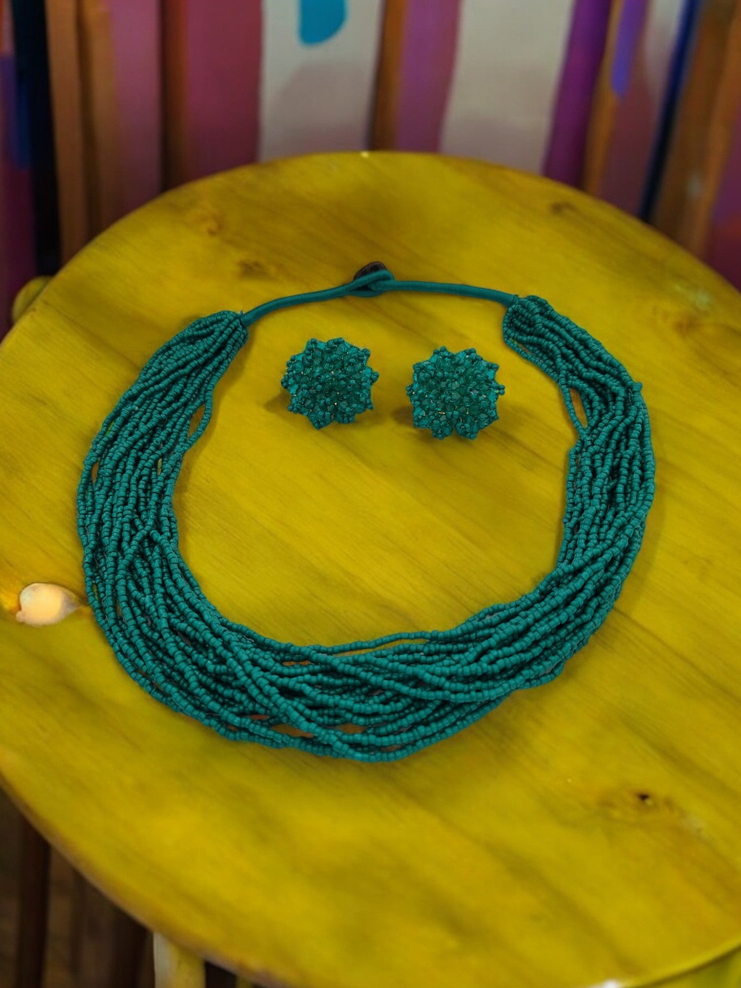Sea Breeze Symphony - Multi-Layered Necklace  With Matching Earrings (20 Layers)