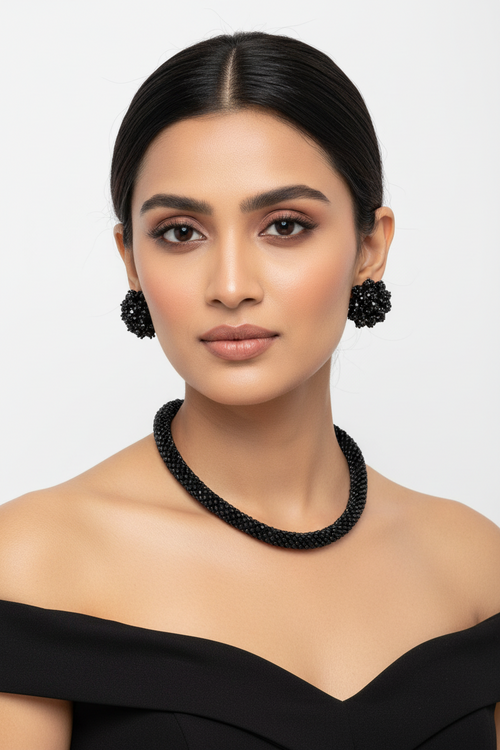 Midnight Allure Adjustable Rope Necklace Set-Handmade