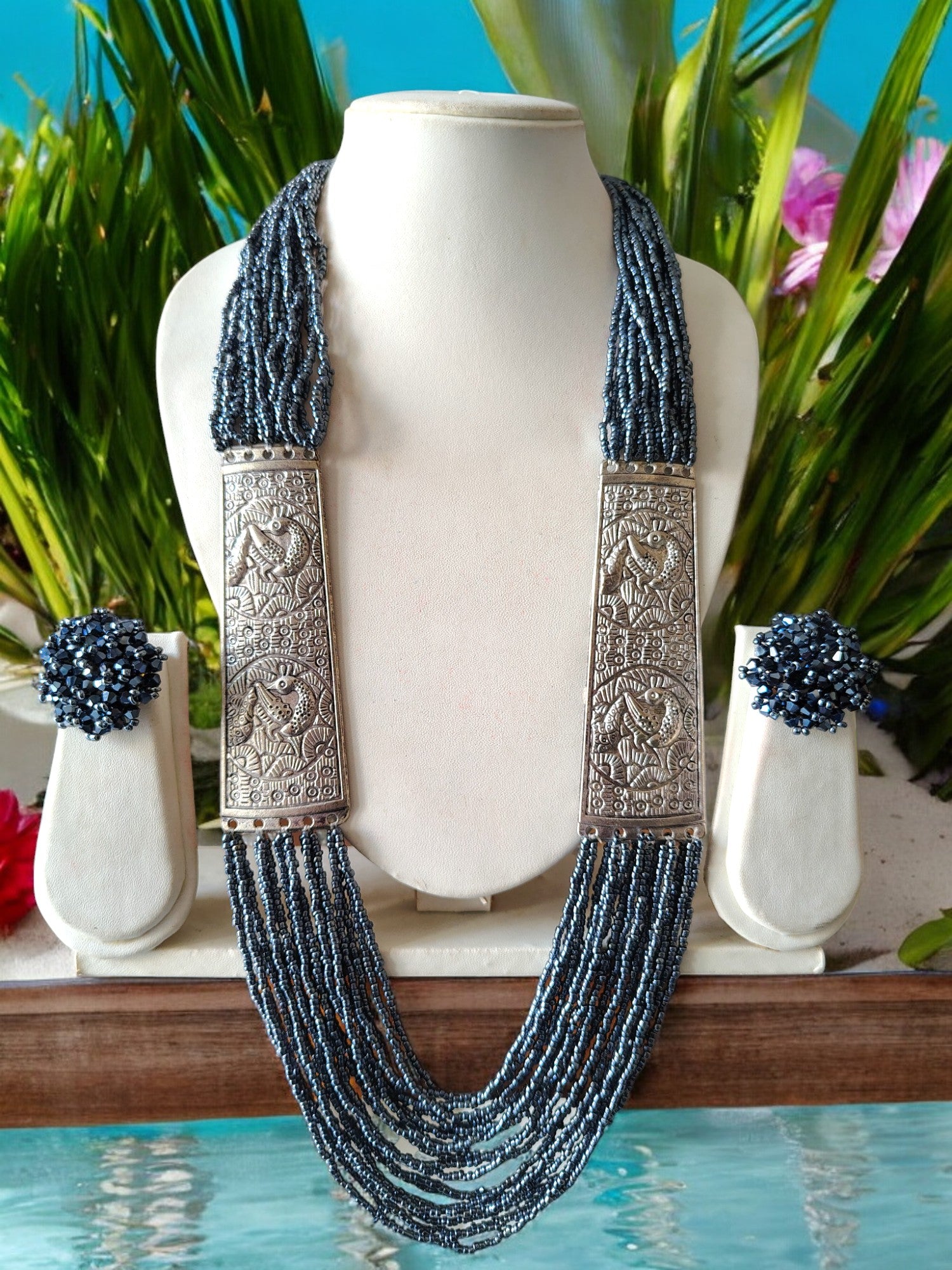 Majesty Handmade Statement Necklace With Matching Earrings -12 Colours Available