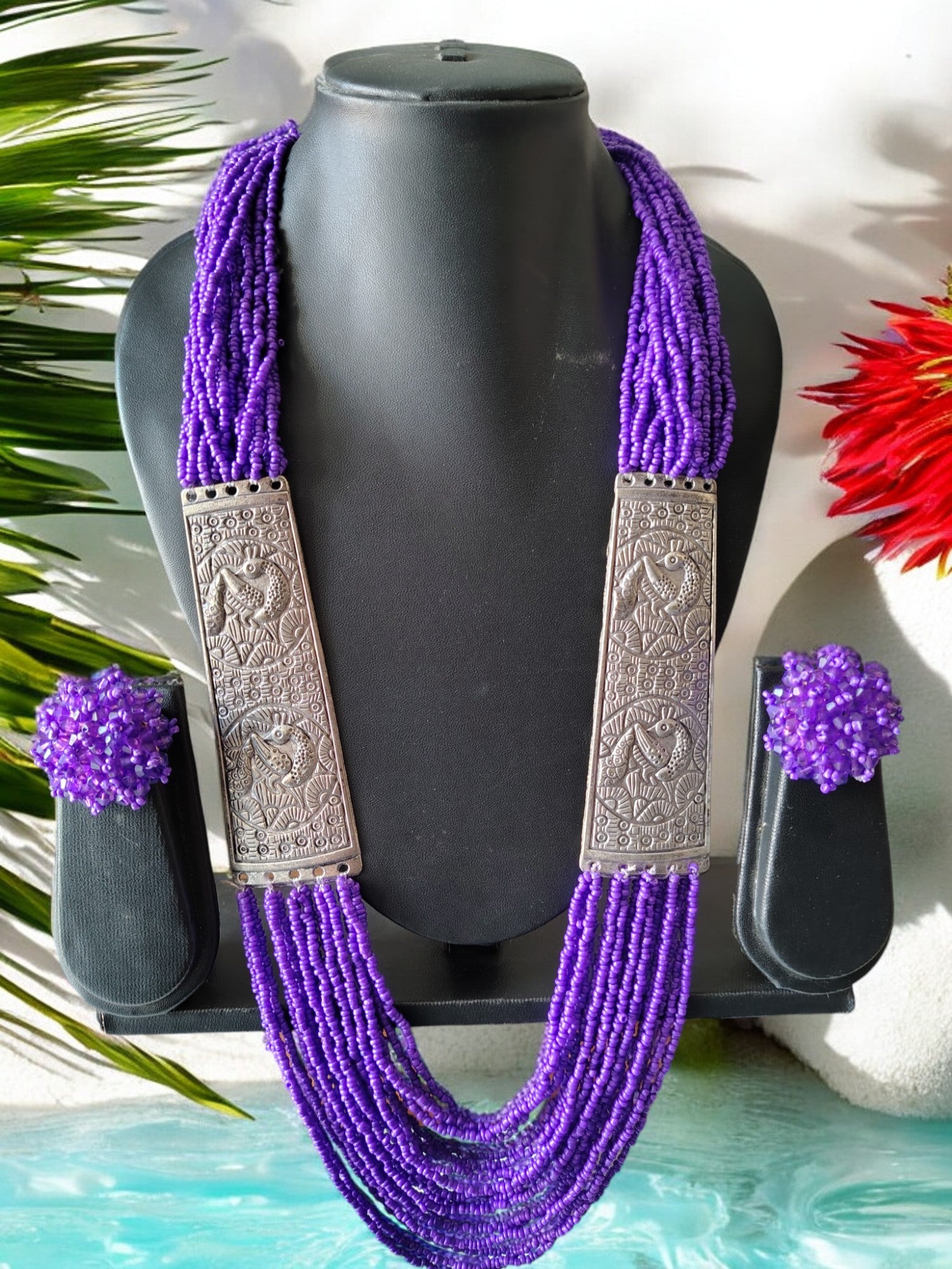 Majesty Handmade Statement Necklace With Matching Earrings -12 Colours Available