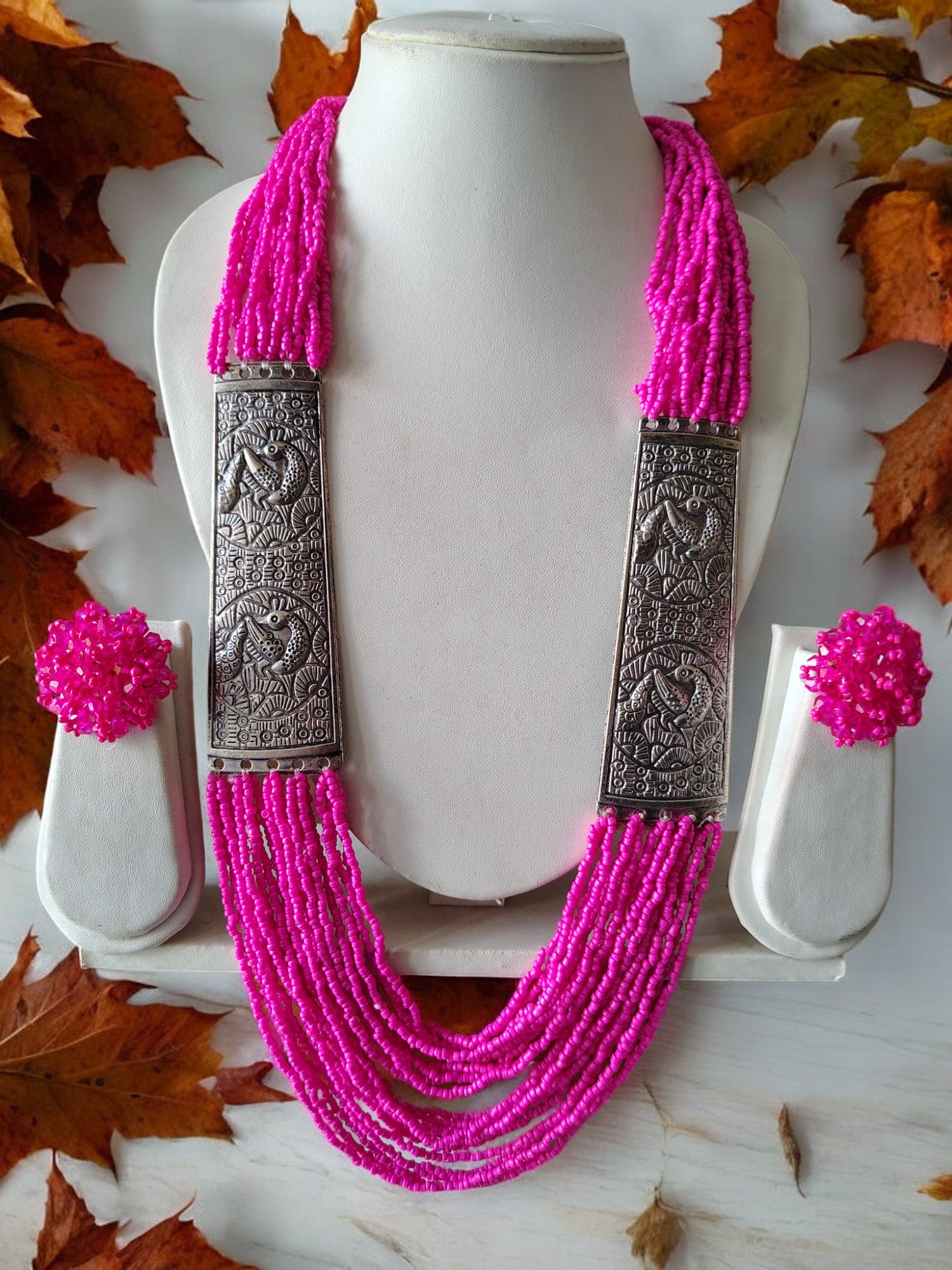 Majesty Handmade Statement Necklace With Matching Earrings -12 Colours Available