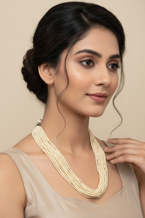 Indian Wear Essential Beaded Necklace Set - 12 Layers - 10 Colours Available