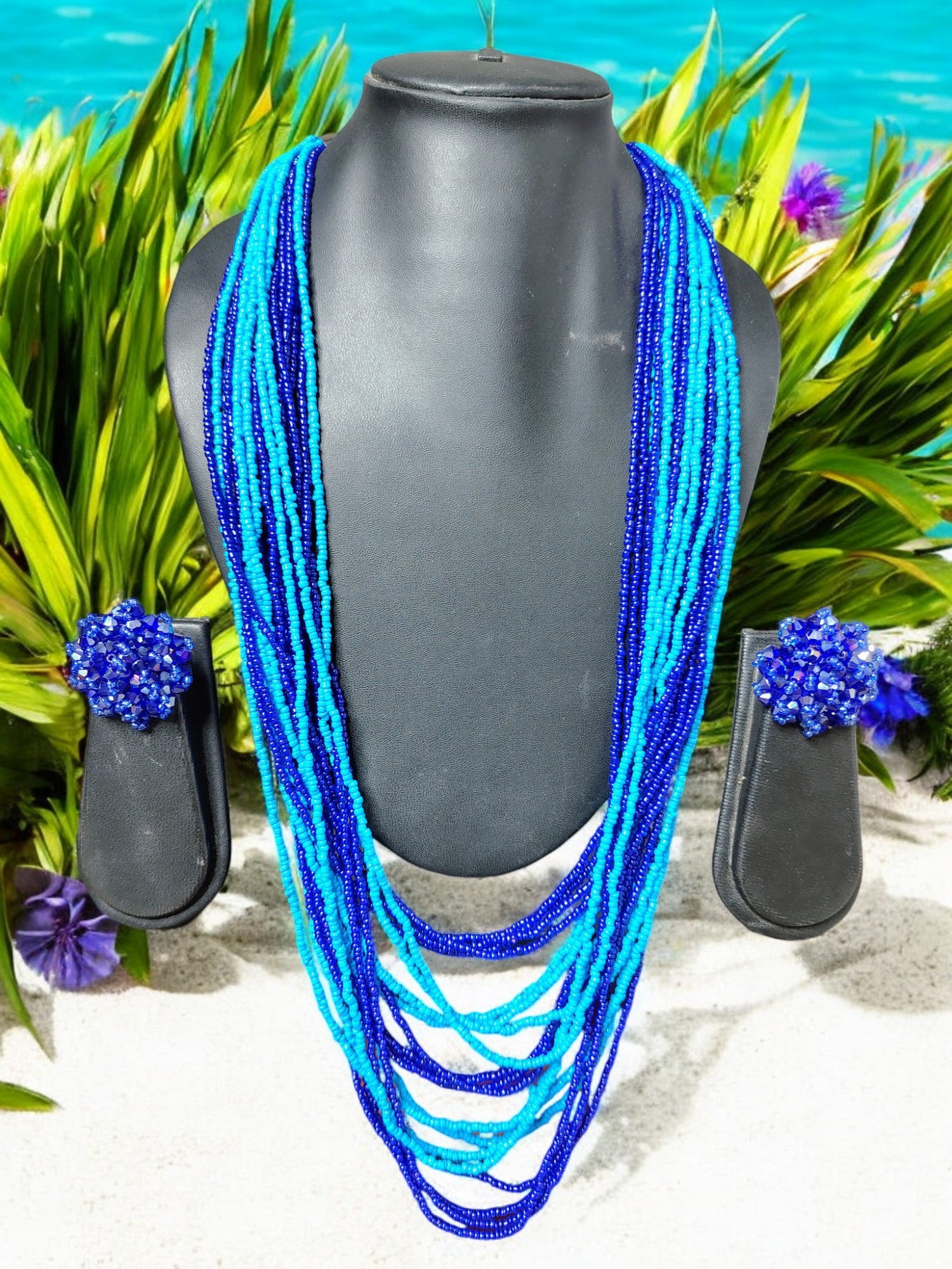 Multilayered Long Dual Beaded Necklace Set -2 Variants