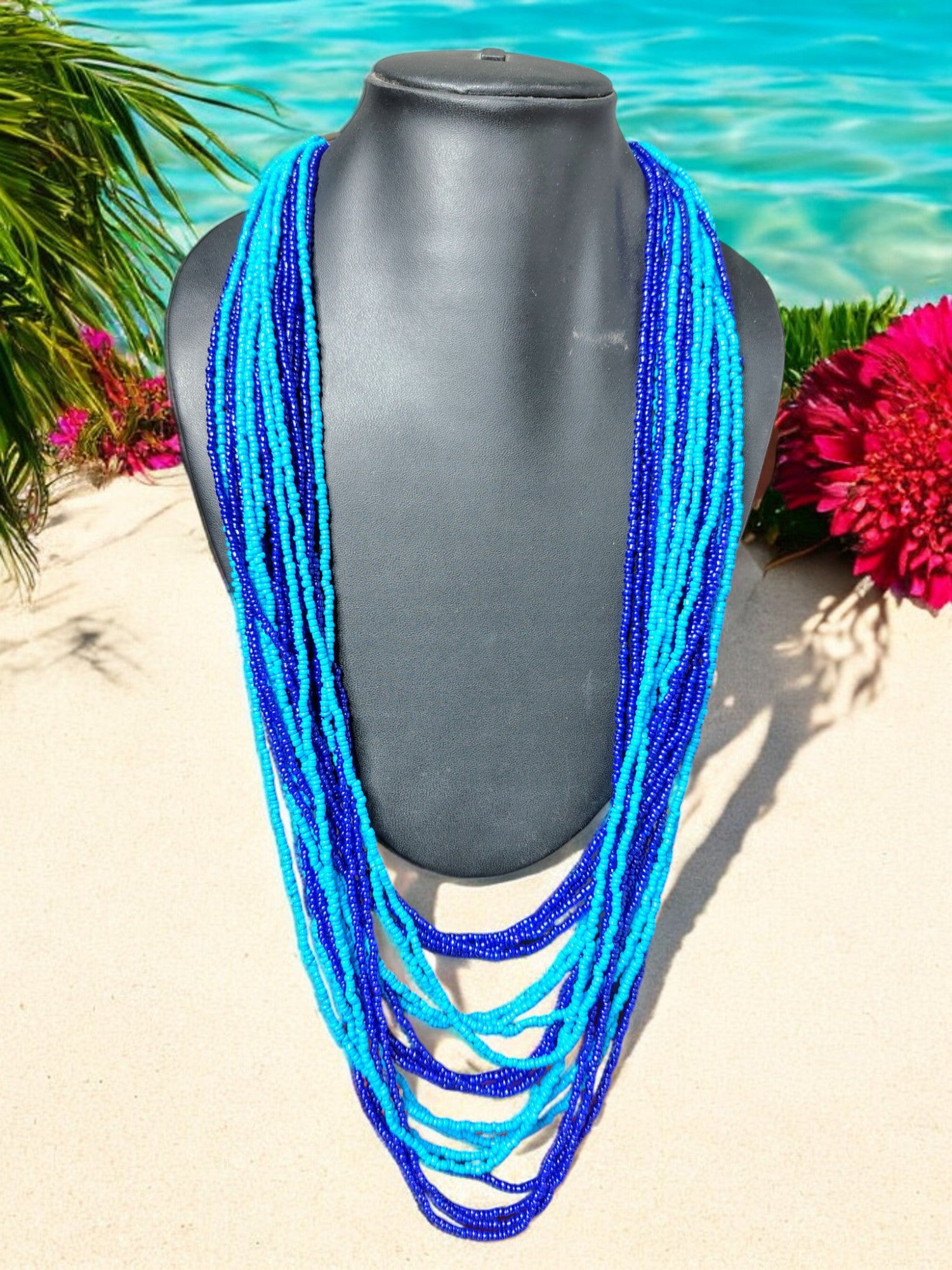 Multilayered Long Dual Beaded Necklace Set -2 Variants
