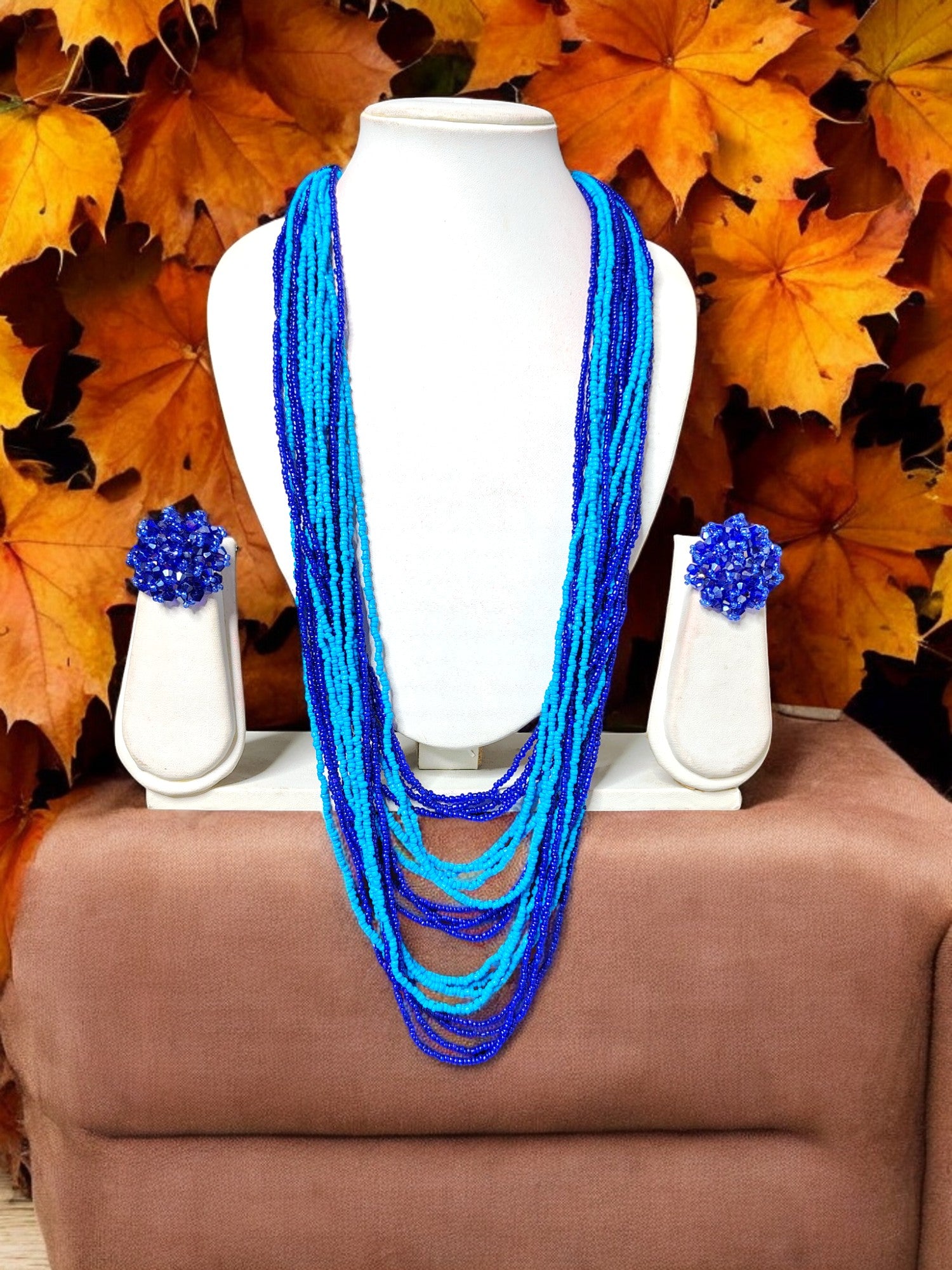 Multilayered Long Dual Beaded Necklace Set -2 Variants
