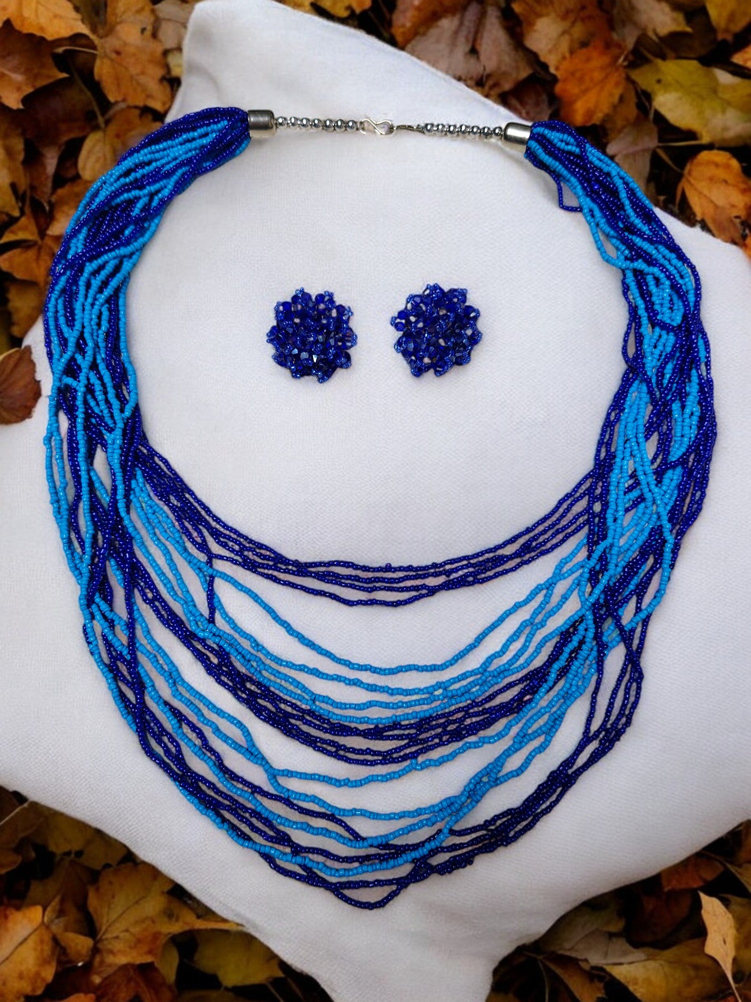 Multilayered Long Dual Beaded Necklace Set -2 Variants