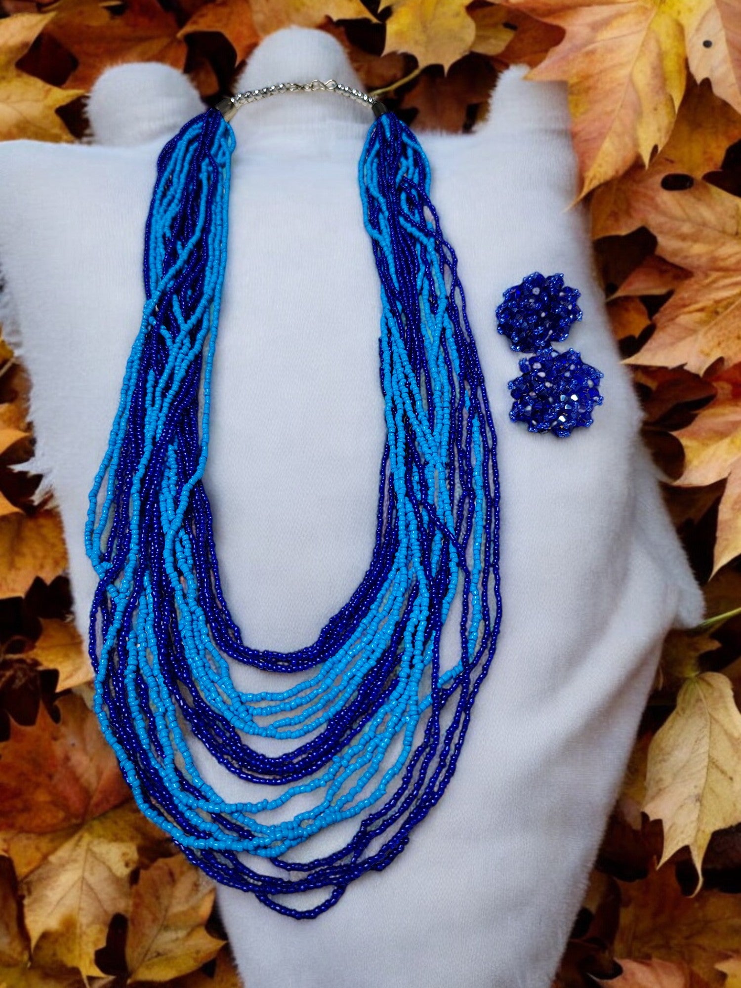 Multilayered Long Dual Beaded Necklace Set -2 Variants