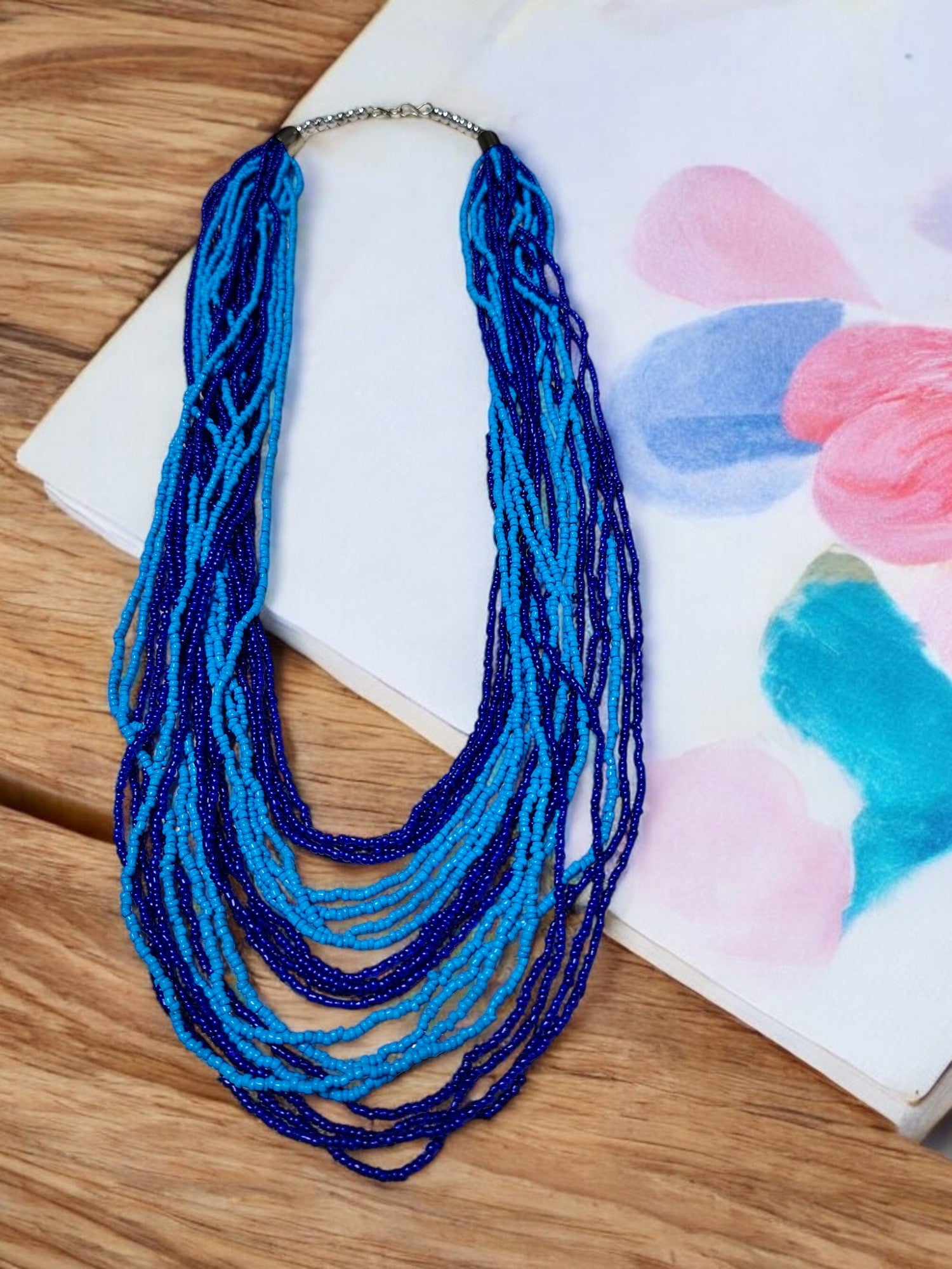 Multilayered Long Dual Beaded Necklace Set -2 Variants
