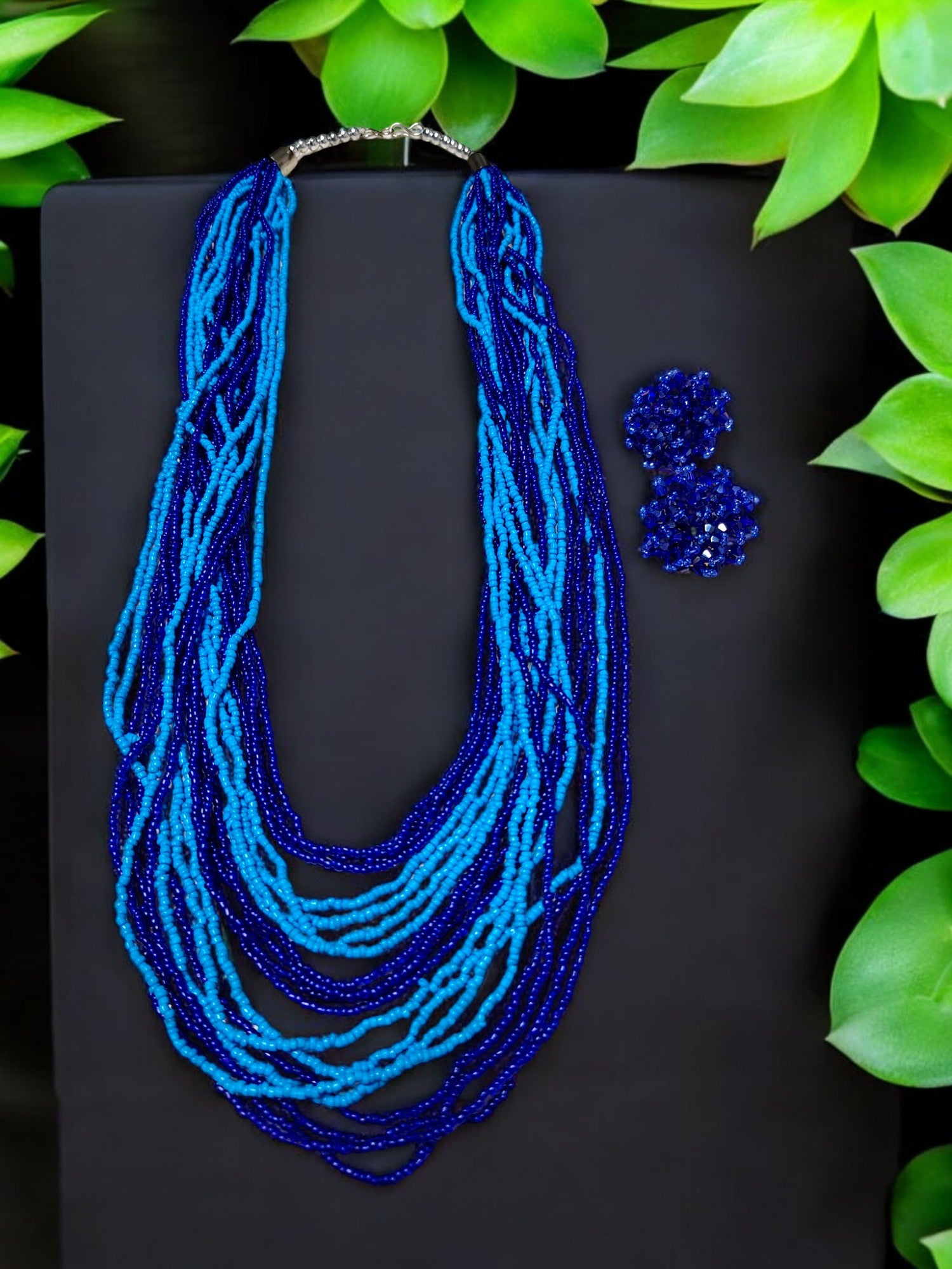 Multilayered Long Dual Beaded Necklace Set -2 Variants
