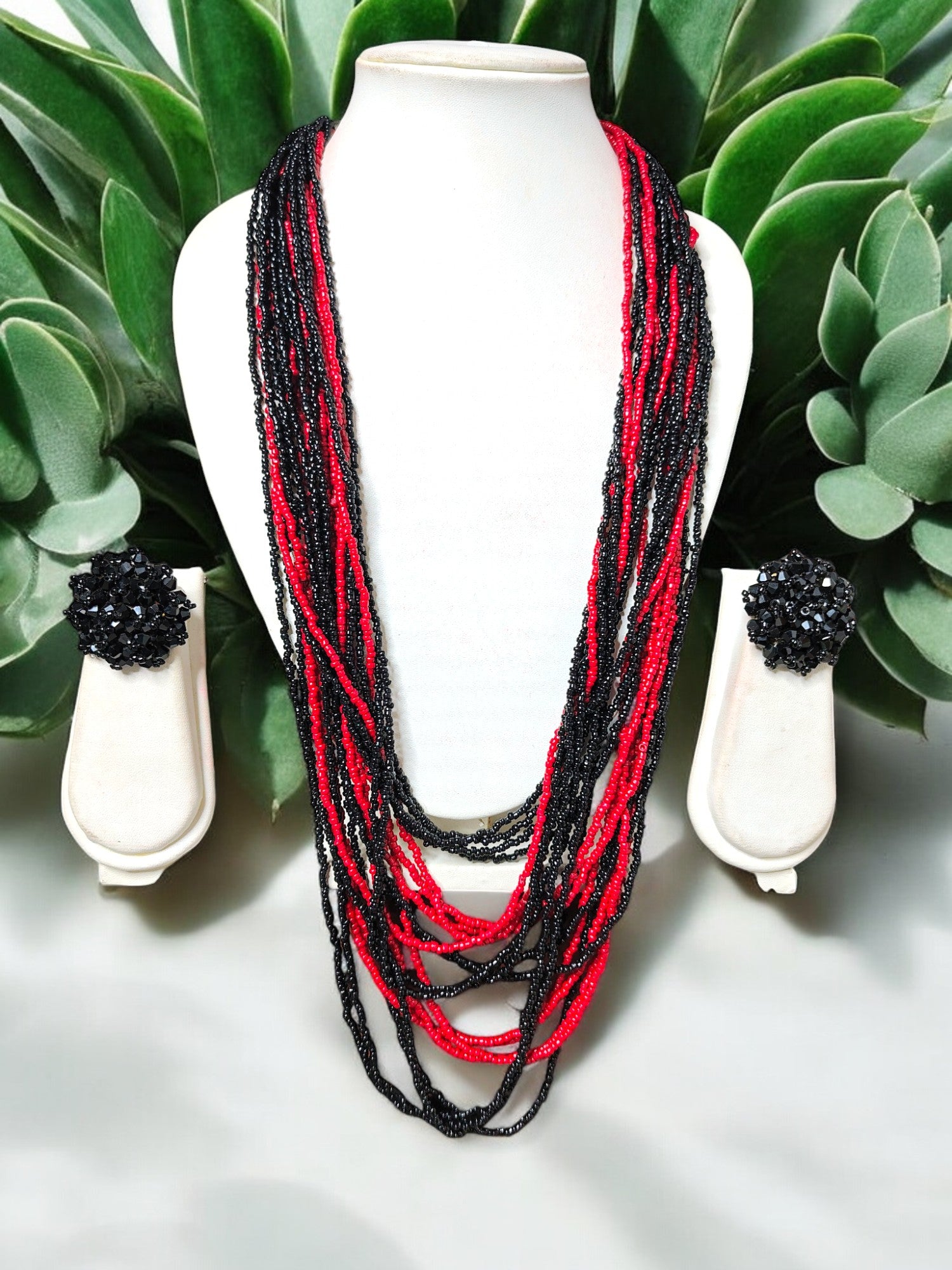 Multilayered Long Dual Beaded Necklace Set -2 Variants