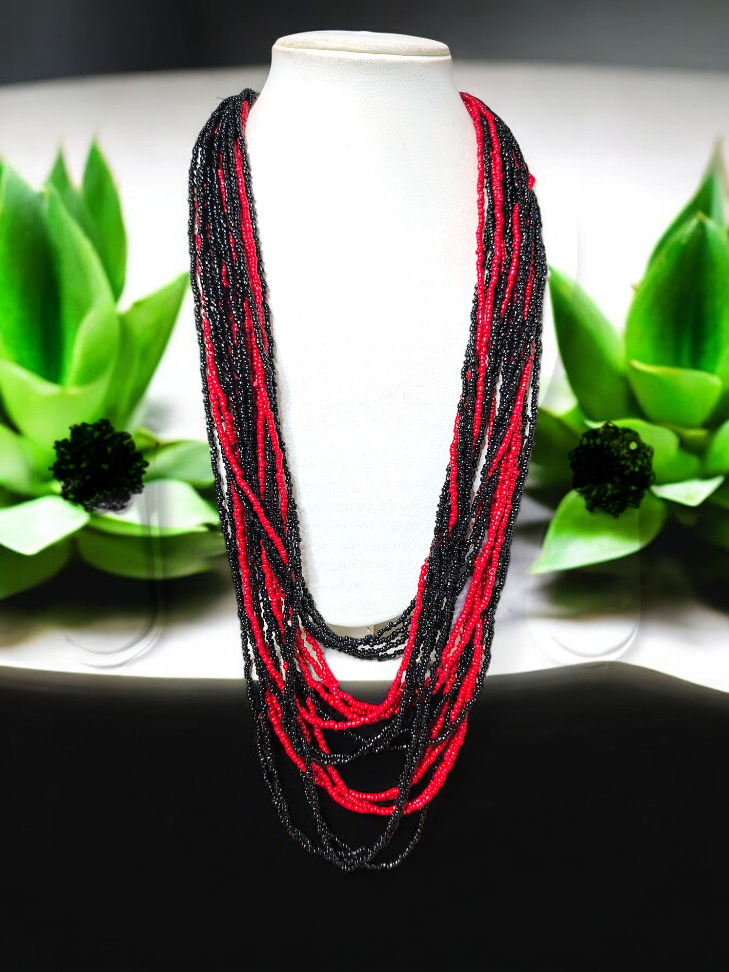 Multilayered Long Dual Beaded Necklace Set -2 Variants