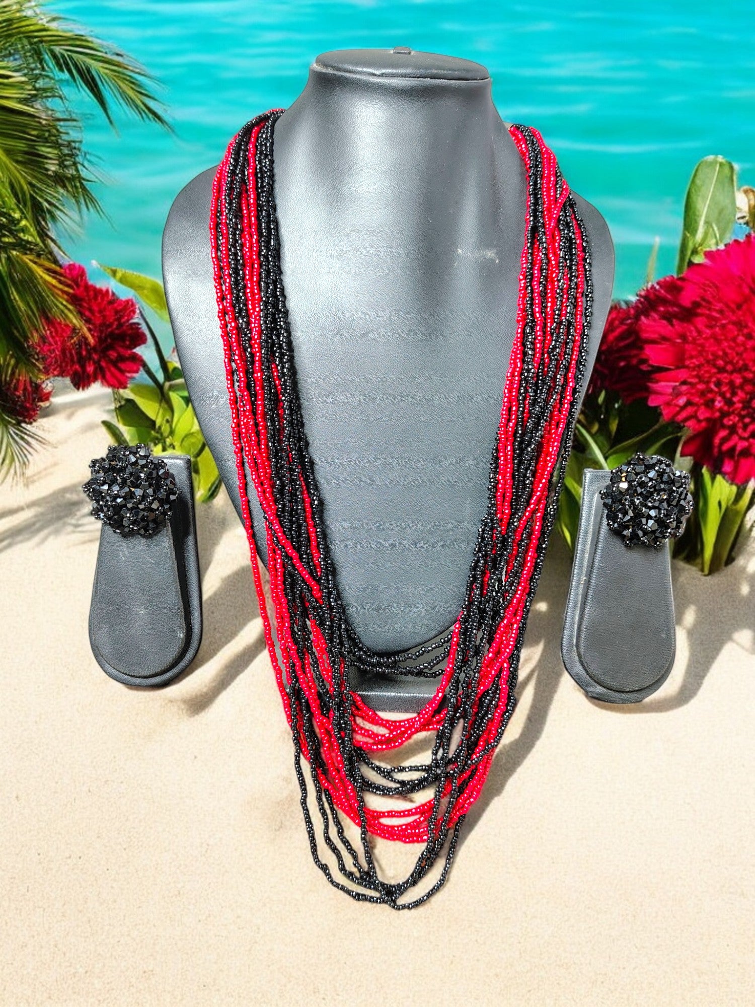 Multilayered Long Dual Beaded Necklace Set -2 Variants