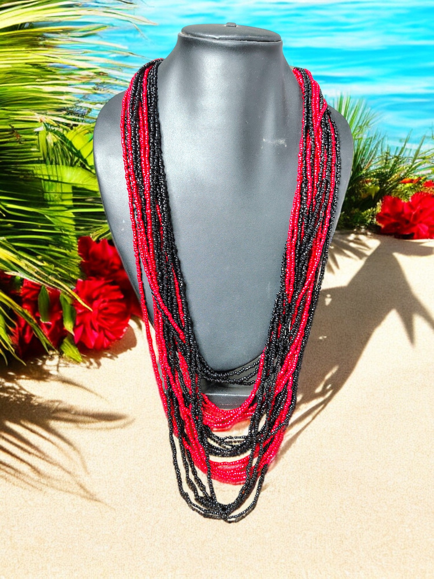 Multilayered Long Dual Beaded Necklace Set -2 Variants