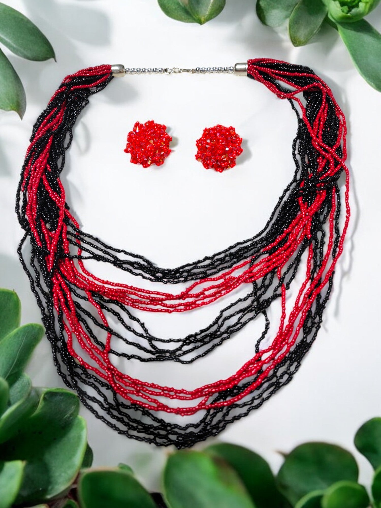Multilayered Long Dual Beaded Necklace Set -2 Variants