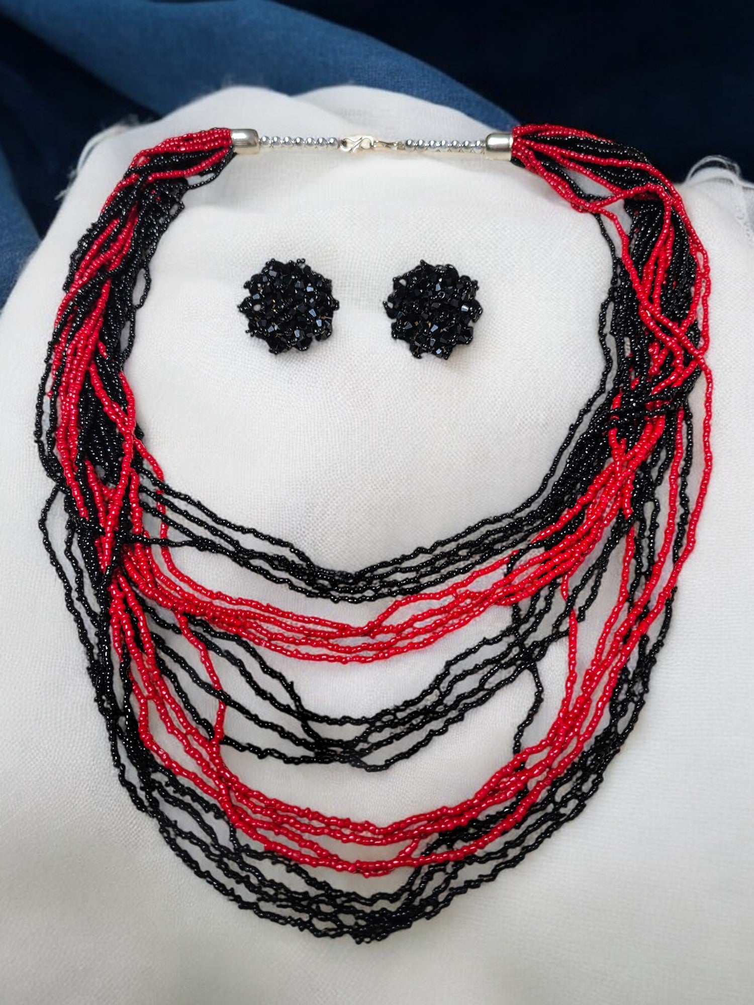 Multilayered Long Dual Beaded Necklace Set -2 Variants
