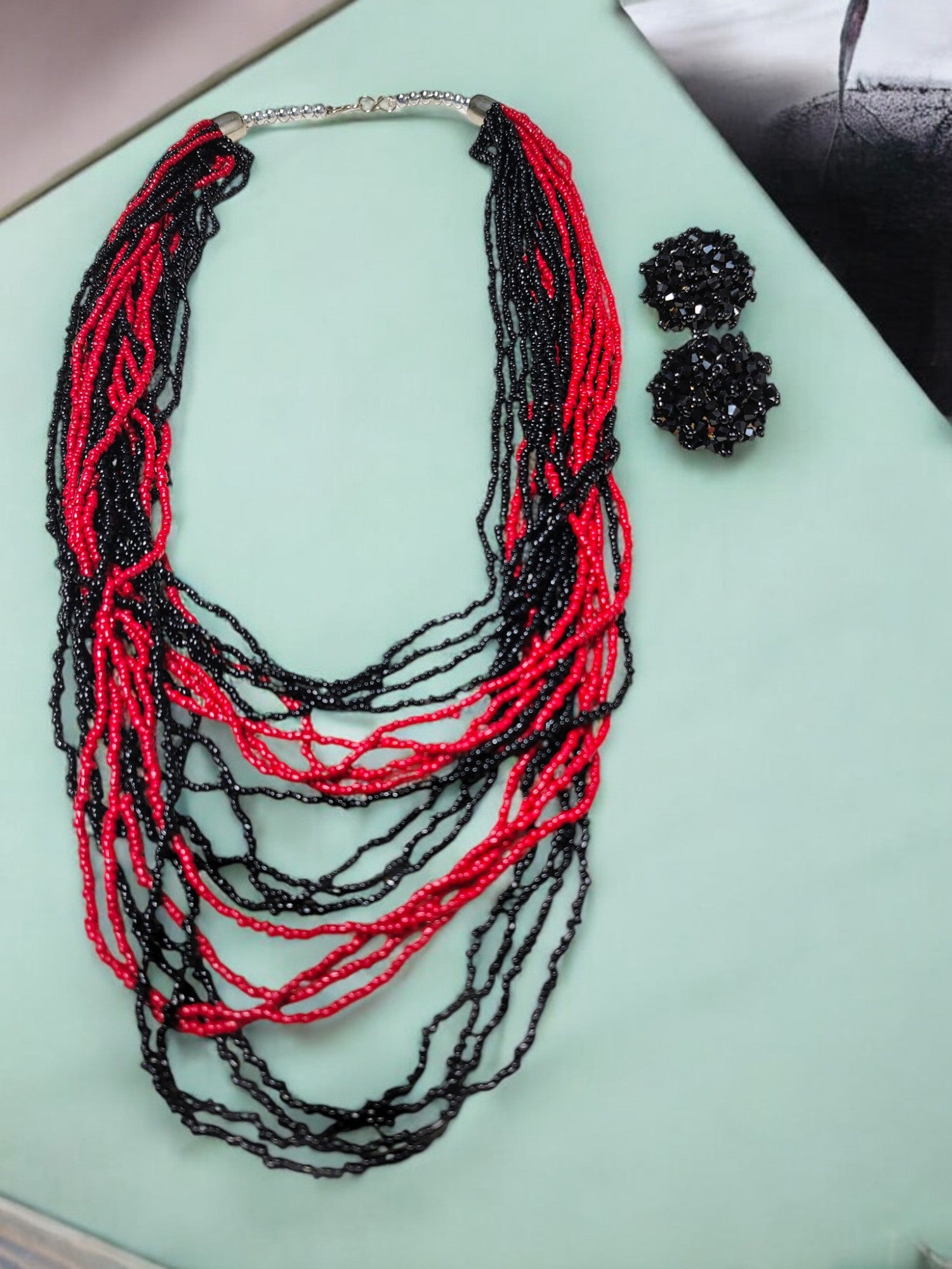 Multilayered Long Dual Beaded Necklace Set -2 Variants