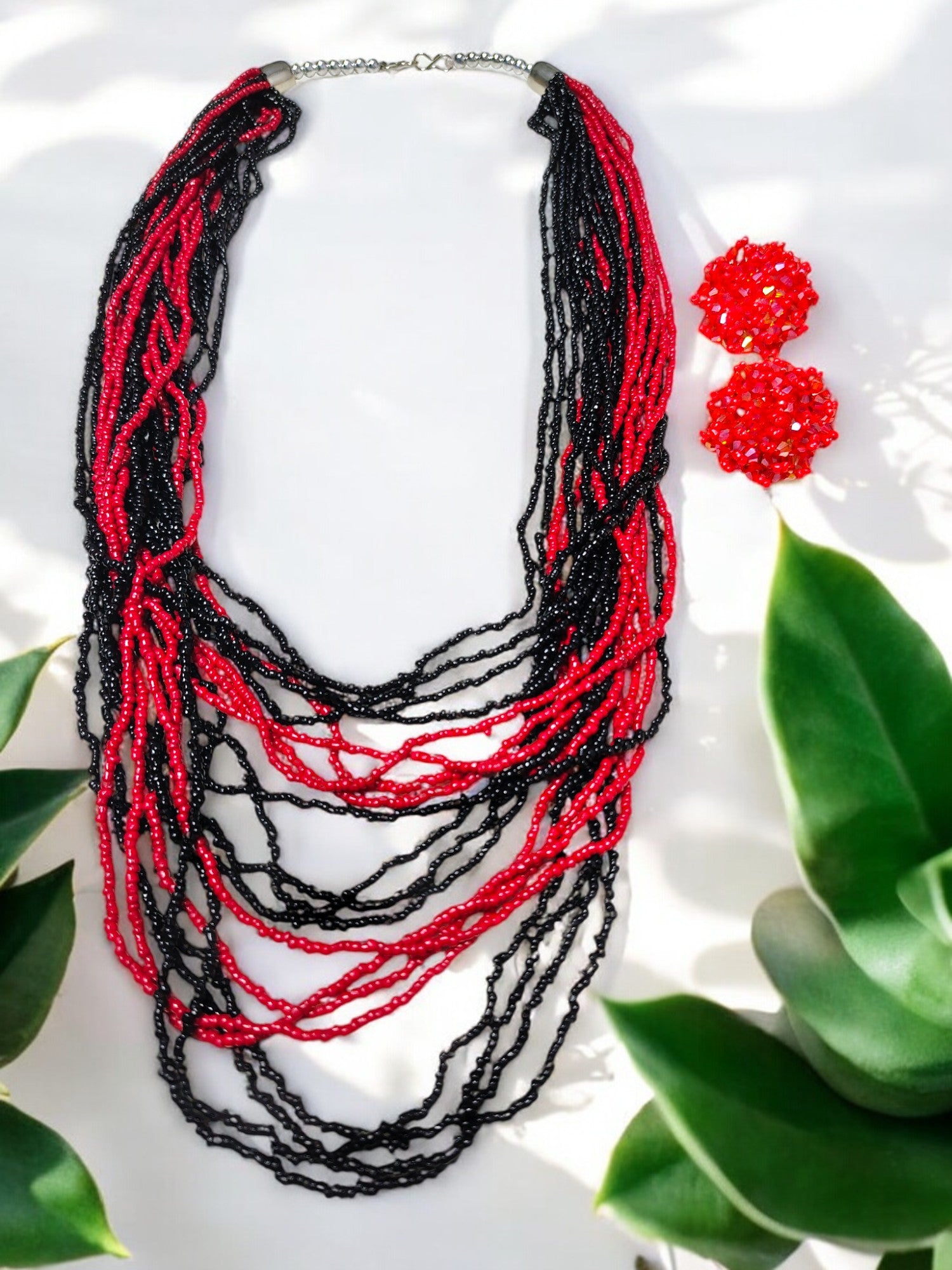 Multilayered Long Dual Beaded Necklace Set -2 Variants