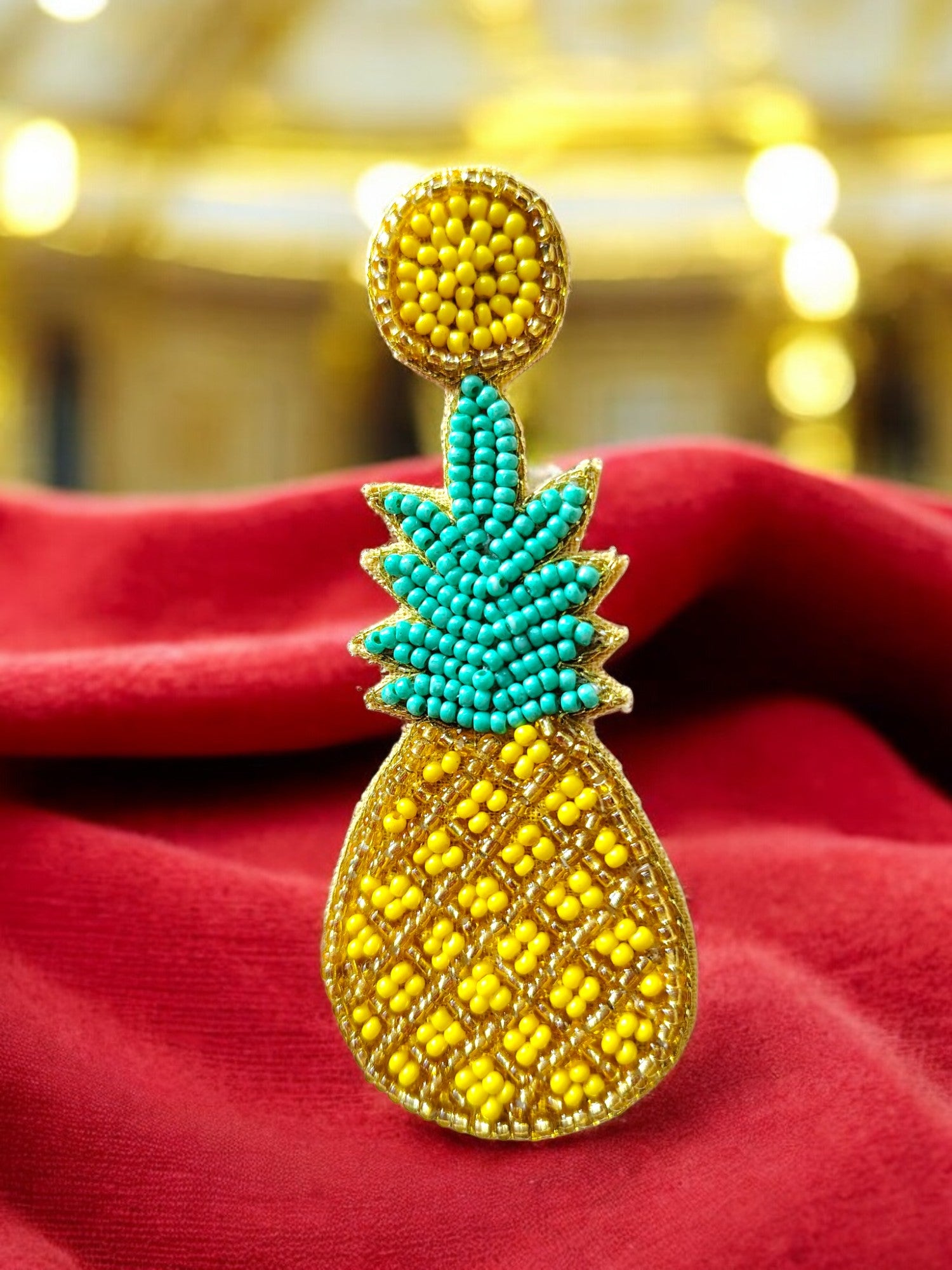Pineapple Paradise Beaded Drops - Handmade Statement Earrings