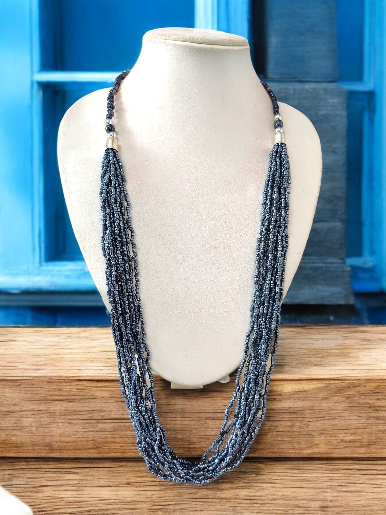 Handmade 12 Layered Long Beaded Necklace & Set - 5 Colours Available