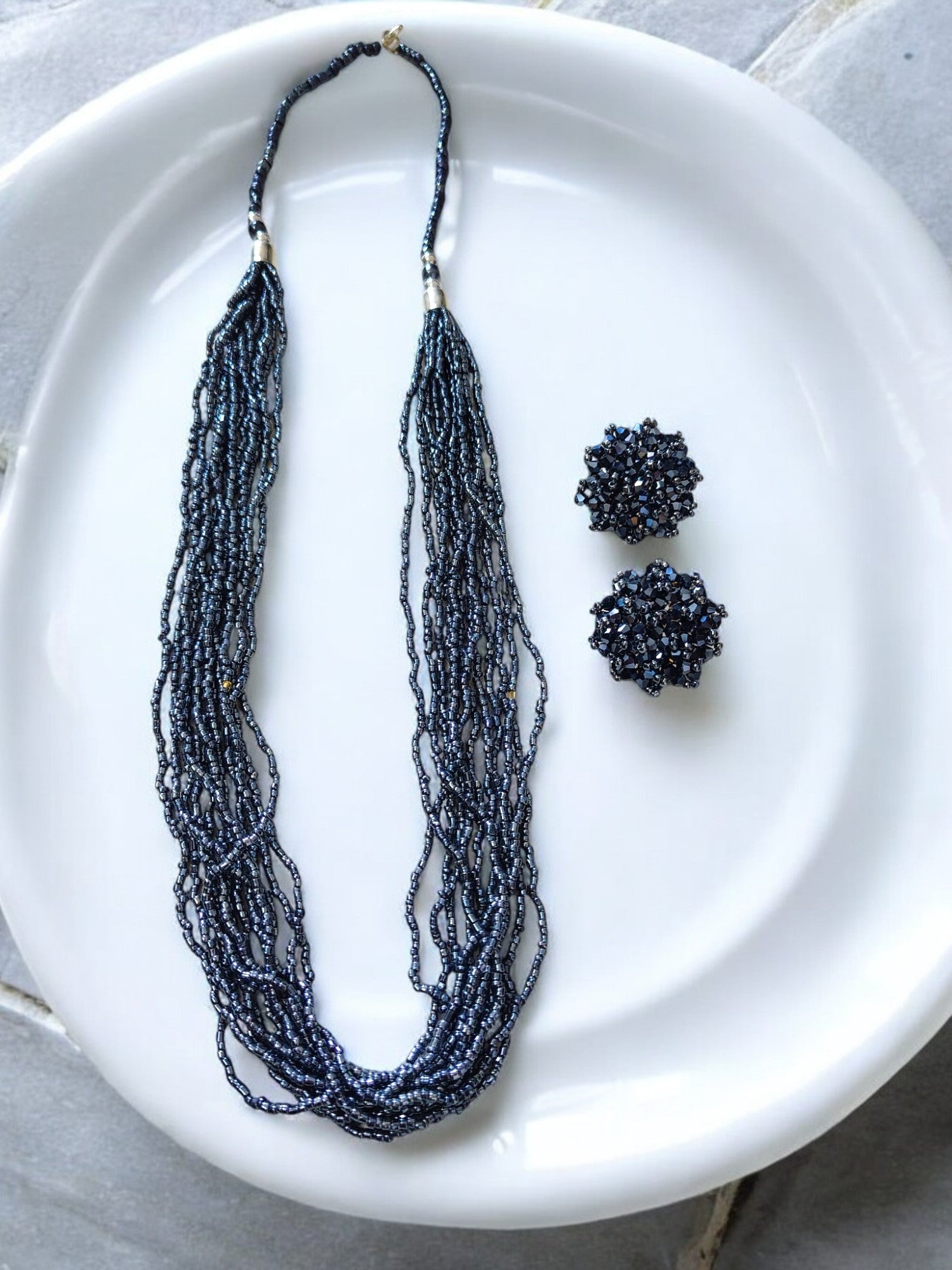 Handmade 12 Layered Long Beaded Necklace & Set - 5 Colours Available