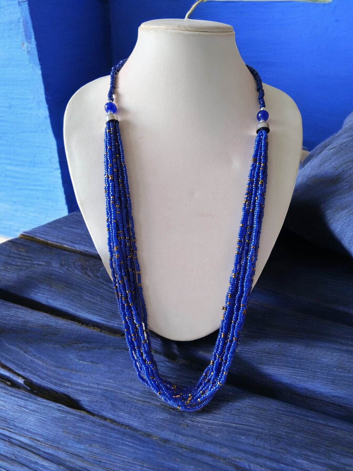 Handmade 12 Layered Long Beaded Necklace & Set - 5 Colours Available