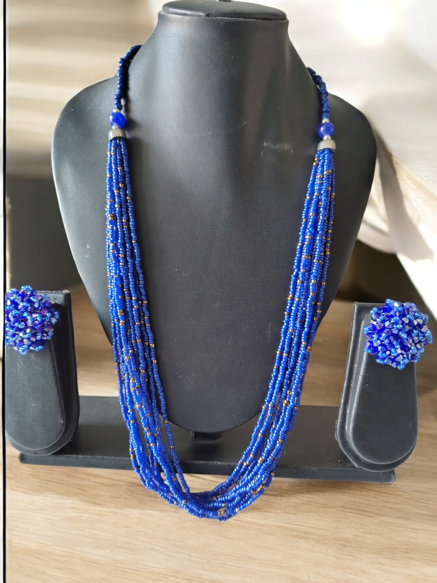 Handmade 12 Layered Long Beaded Necklace & Set - 5 Colours Available
