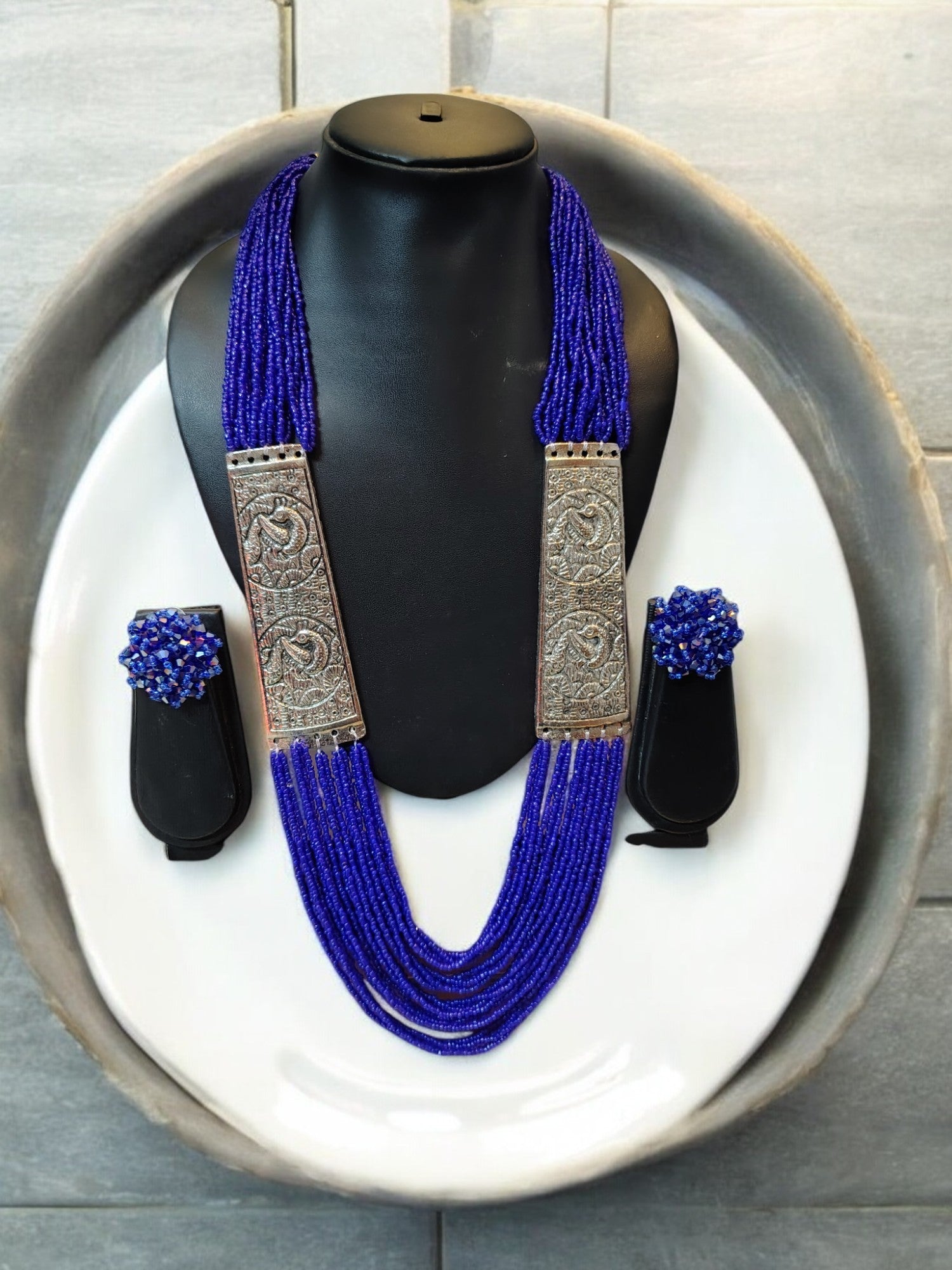 Majesty Handmade Statement Necklace With Matching Earrings -12 Colours Available