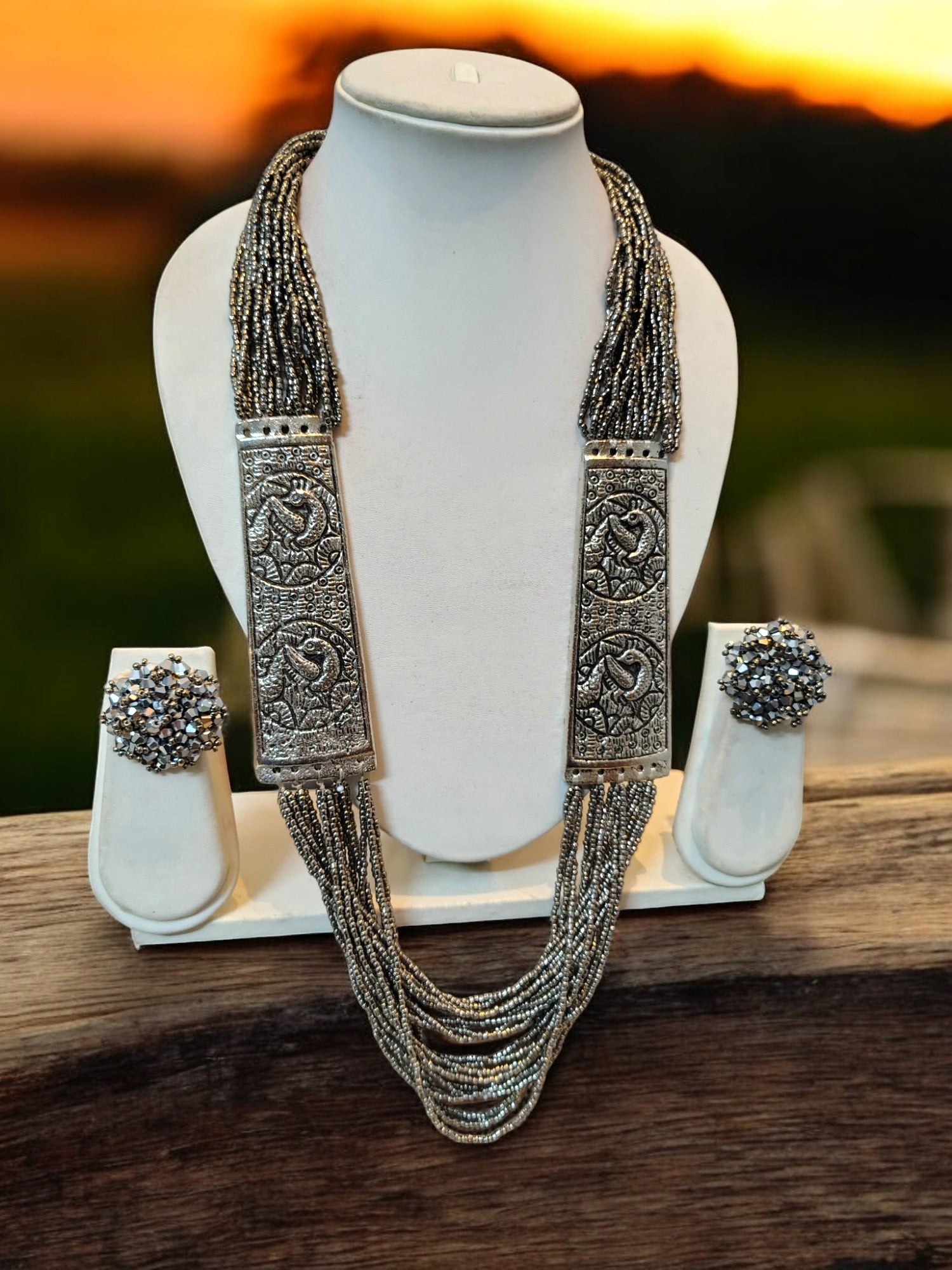 Majesty Handmade Statement Necklace With Matching Earrings -12 Colours Available