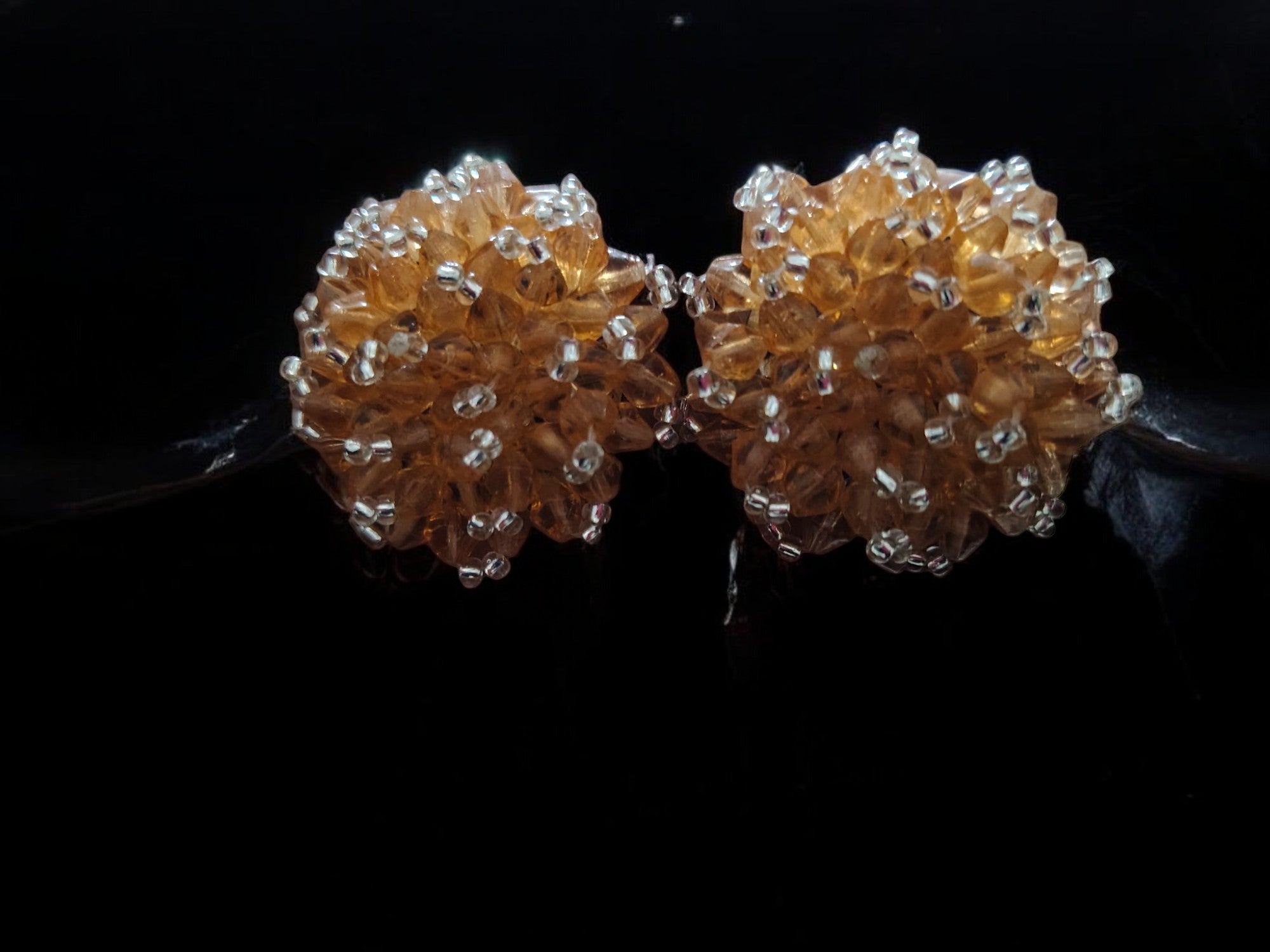 Golden Aura Statement Beaded  Stud Earrings