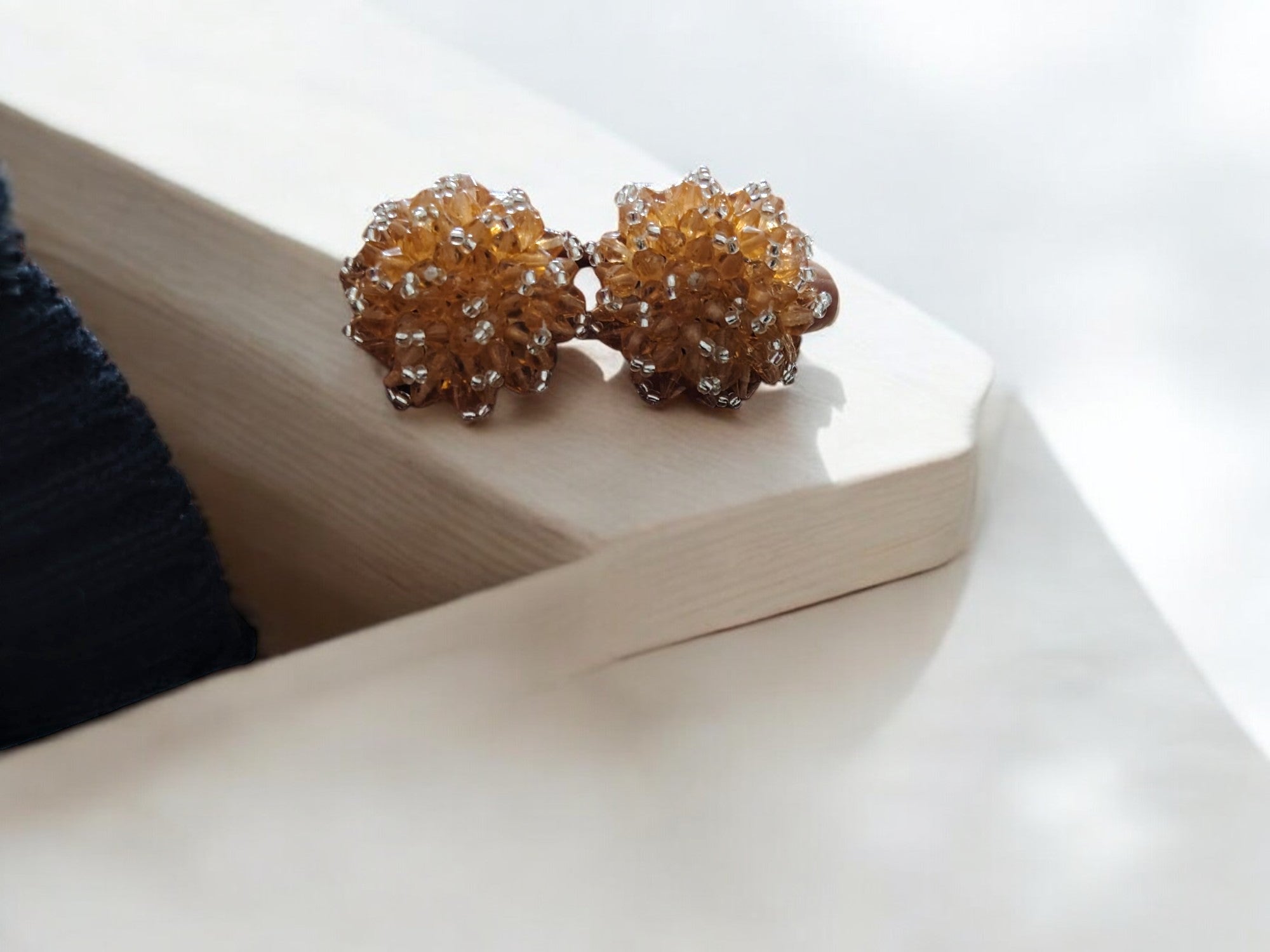Golden Aura Statement Beaded  Stud Earrings