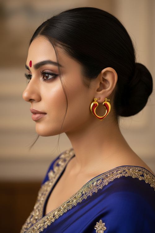 Anti Tarnish Lustrous Gold Hearty Hoops