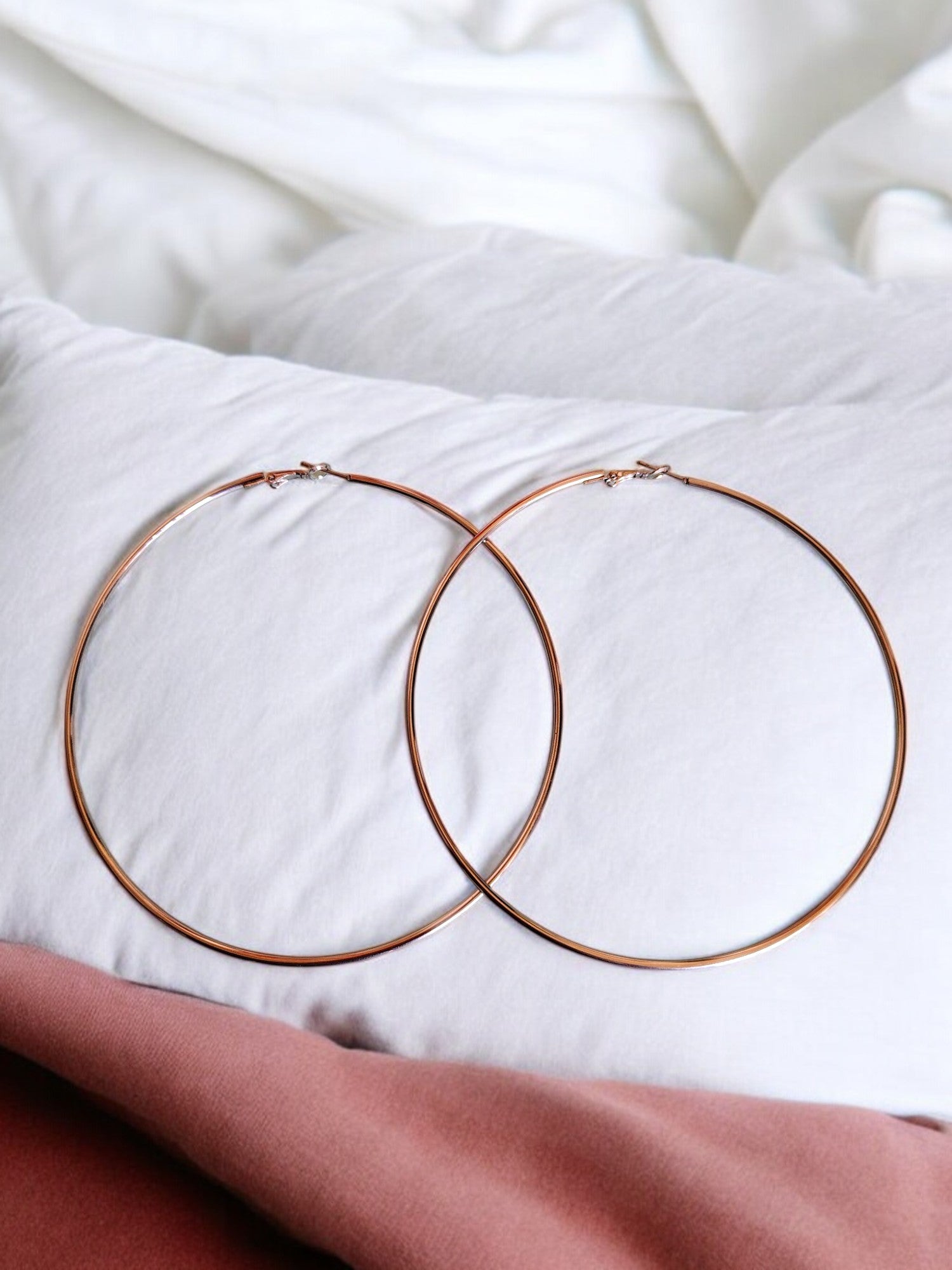 Oversized Lustrous Orbit Stainless Steel Anti Tarnish Statement Hoop Earrings