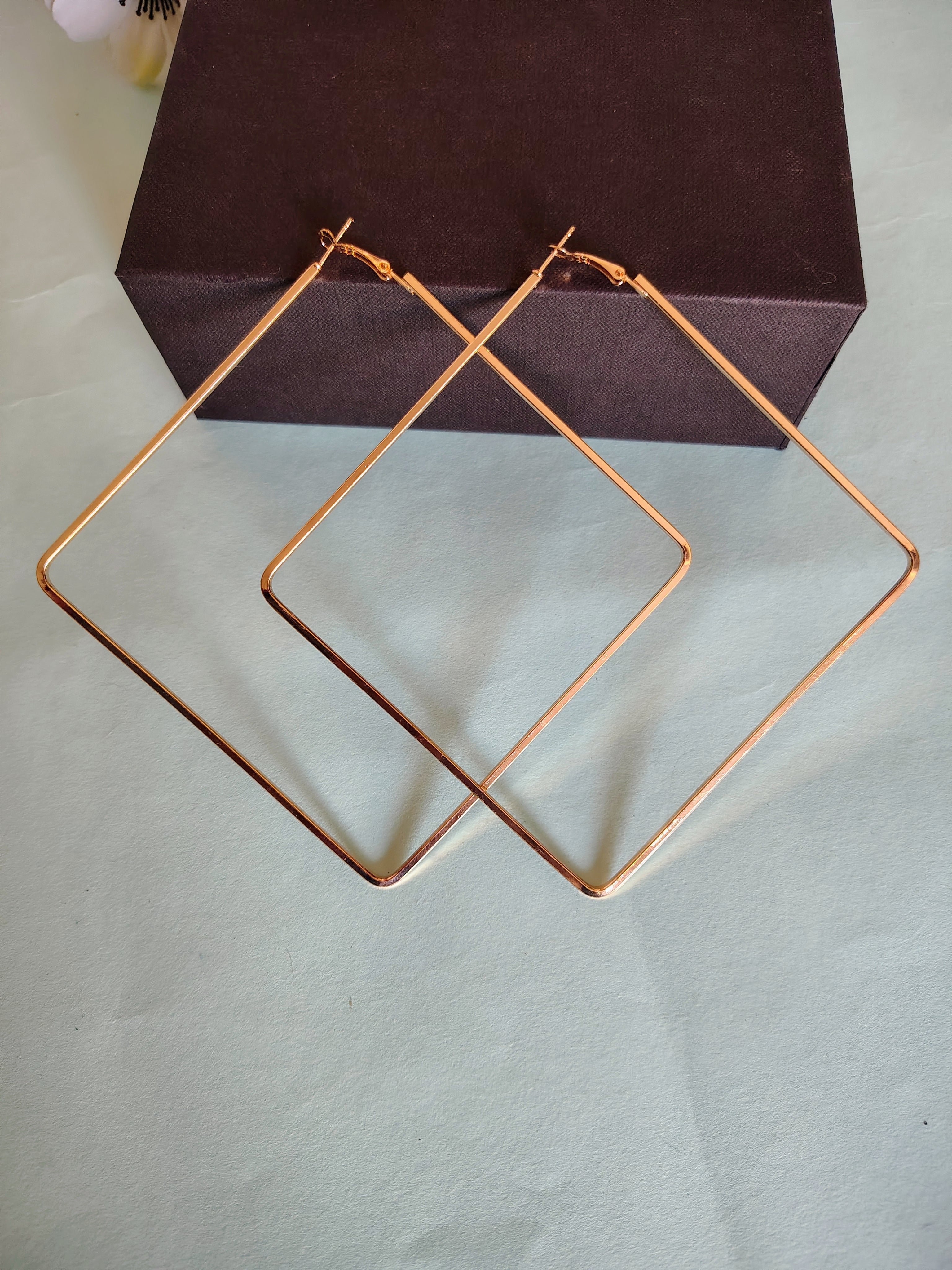 Oversized Sqaure Silver Chic Stainless Steel Statement Earrings
