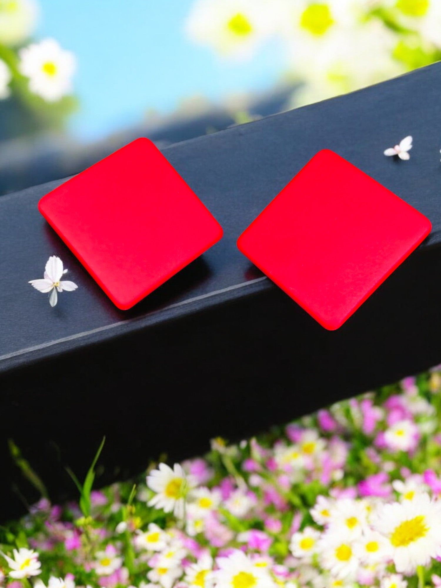 Rang Leela – Vibrant Square Earrings (Available in 10 Stunning Colors)