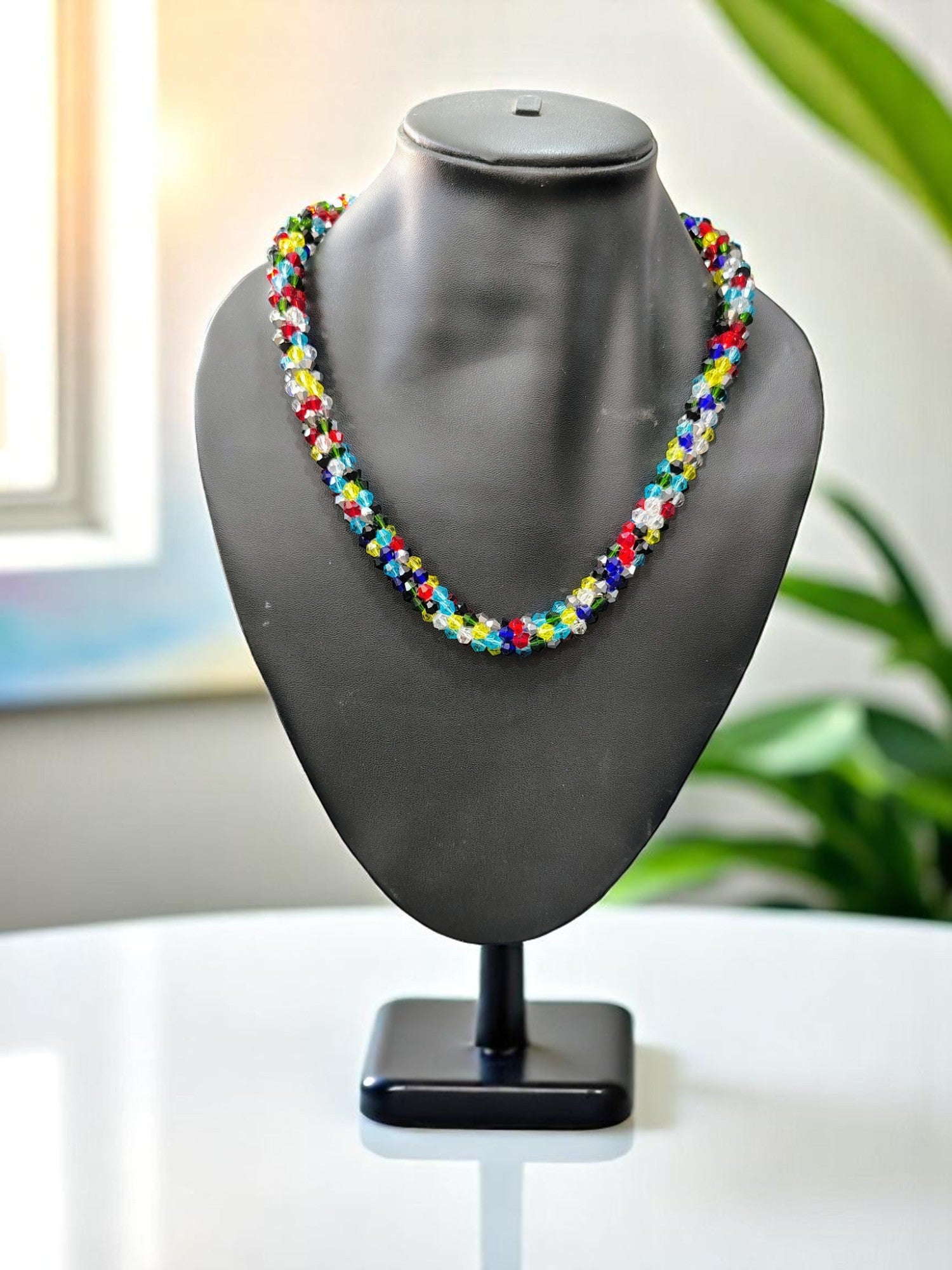 Noor-e-Jalwa – Handmade Crystal Bead Necklace / Necklace with Earrings -Adjustable -(Available in 11 Stunning Colors)