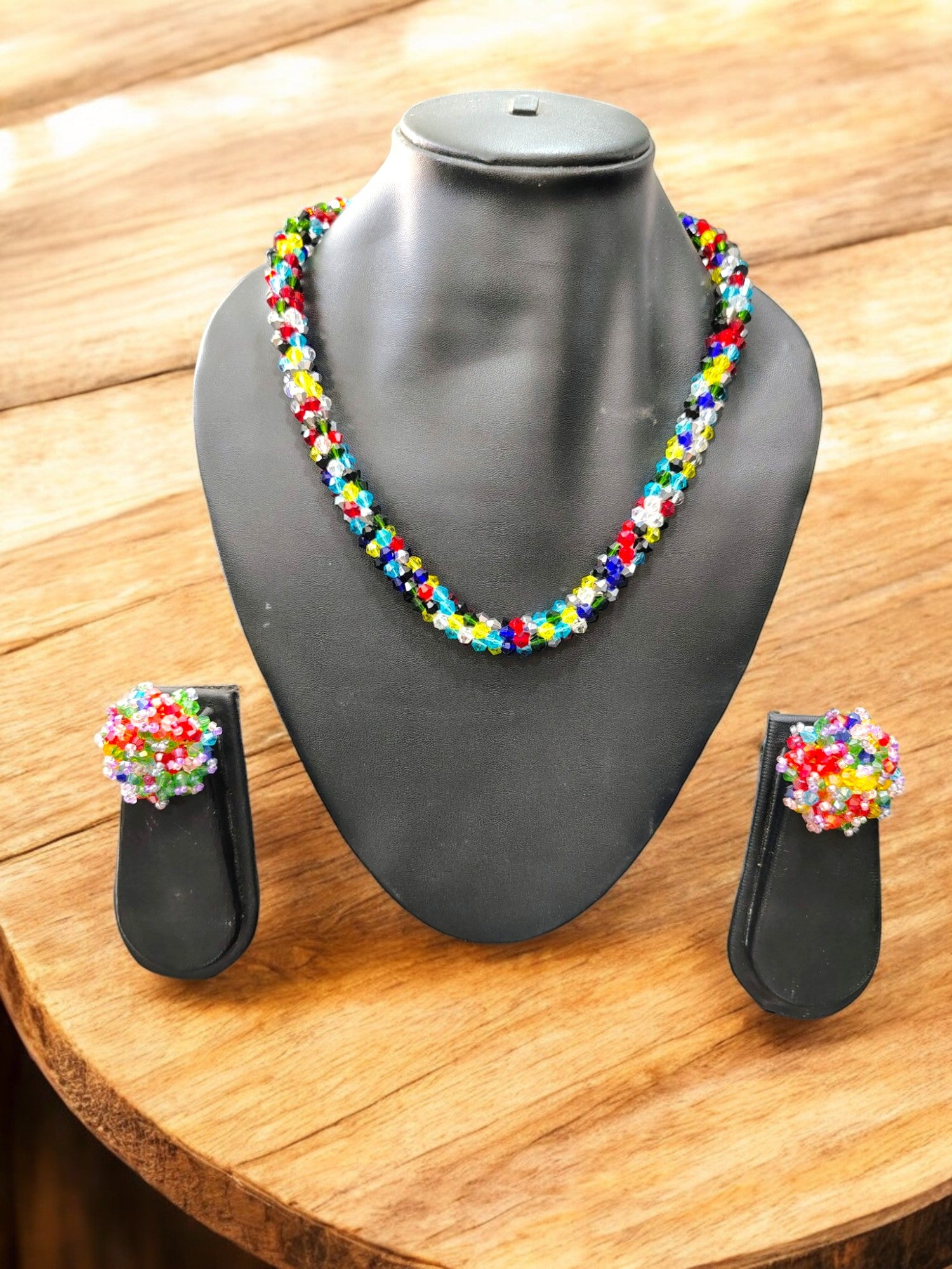 Noor-e-Jalwa – Handmade Crystal Bead Necklace / Necklace with Earrings -Adjustable -(Available in 11 Stunning Colors)
