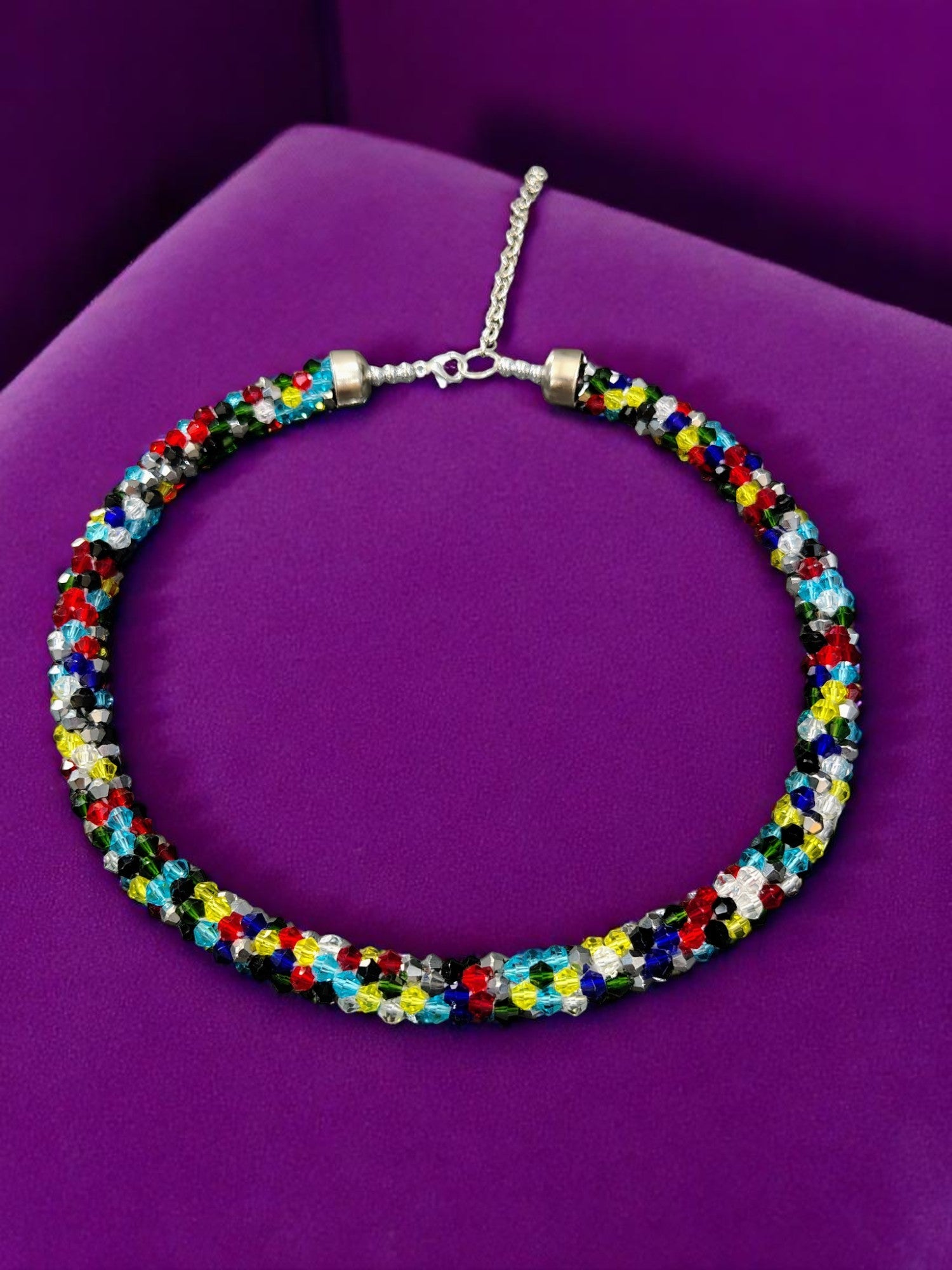 Noor-e-Jalwa – Handmade Crystal Bead Necklace / Necklace with Earrings -Adjustable -(Available in 11 Stunning Colors)