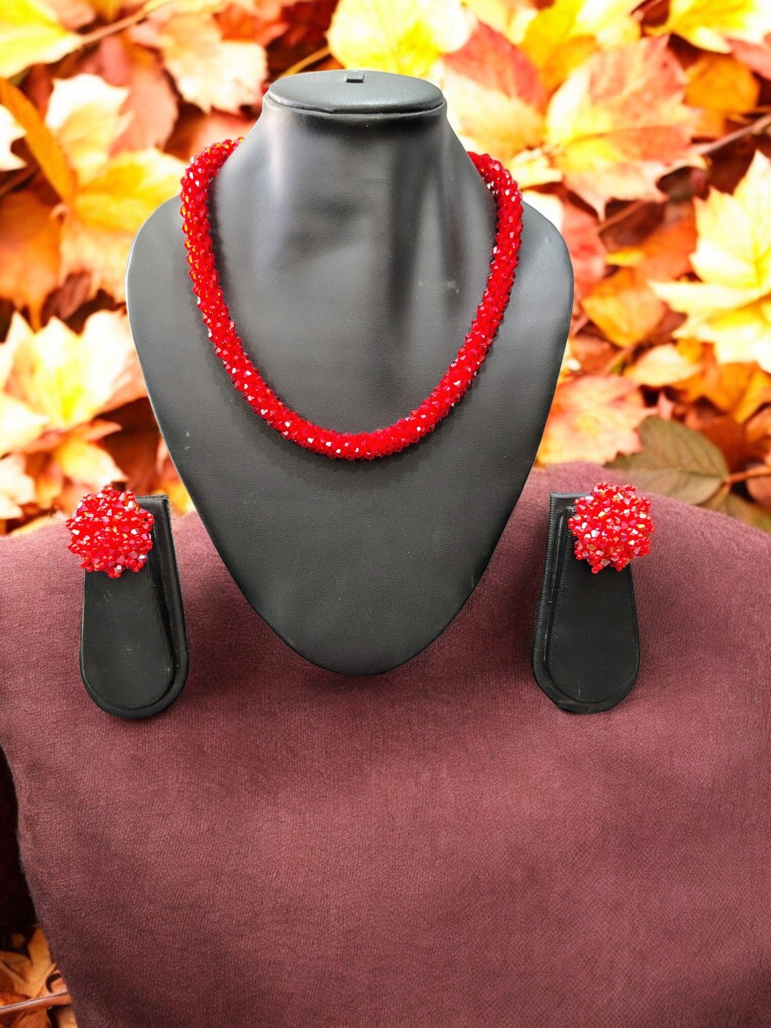 Noor-e-Jalwa – Handmade Crystal Bead Necklace / Necklace with Earrings -Adjustable -(Available in 11 Stunning Colors)