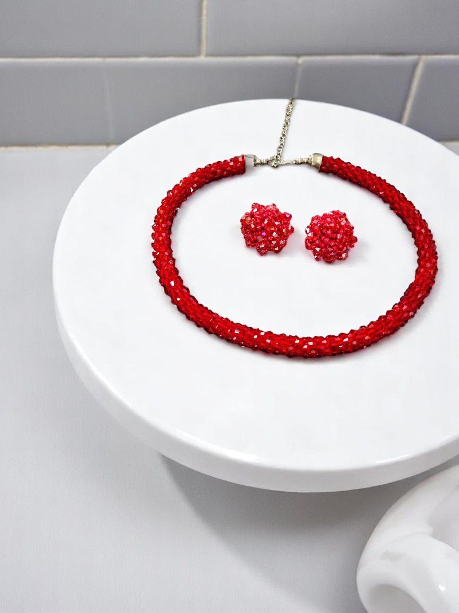 Chhoti Si Chamak – Crystal Necklace with Small Statement Studs (Available in 4 colors – Adjustable, Everyday Glam)