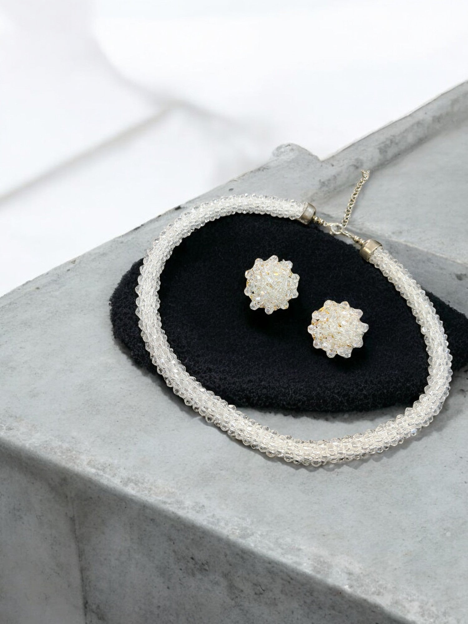 Chhoti Si Chamak – Crystal Necklace with Small Statement Studs (Available in 4 colors – Adjustable, Everyday Glam)