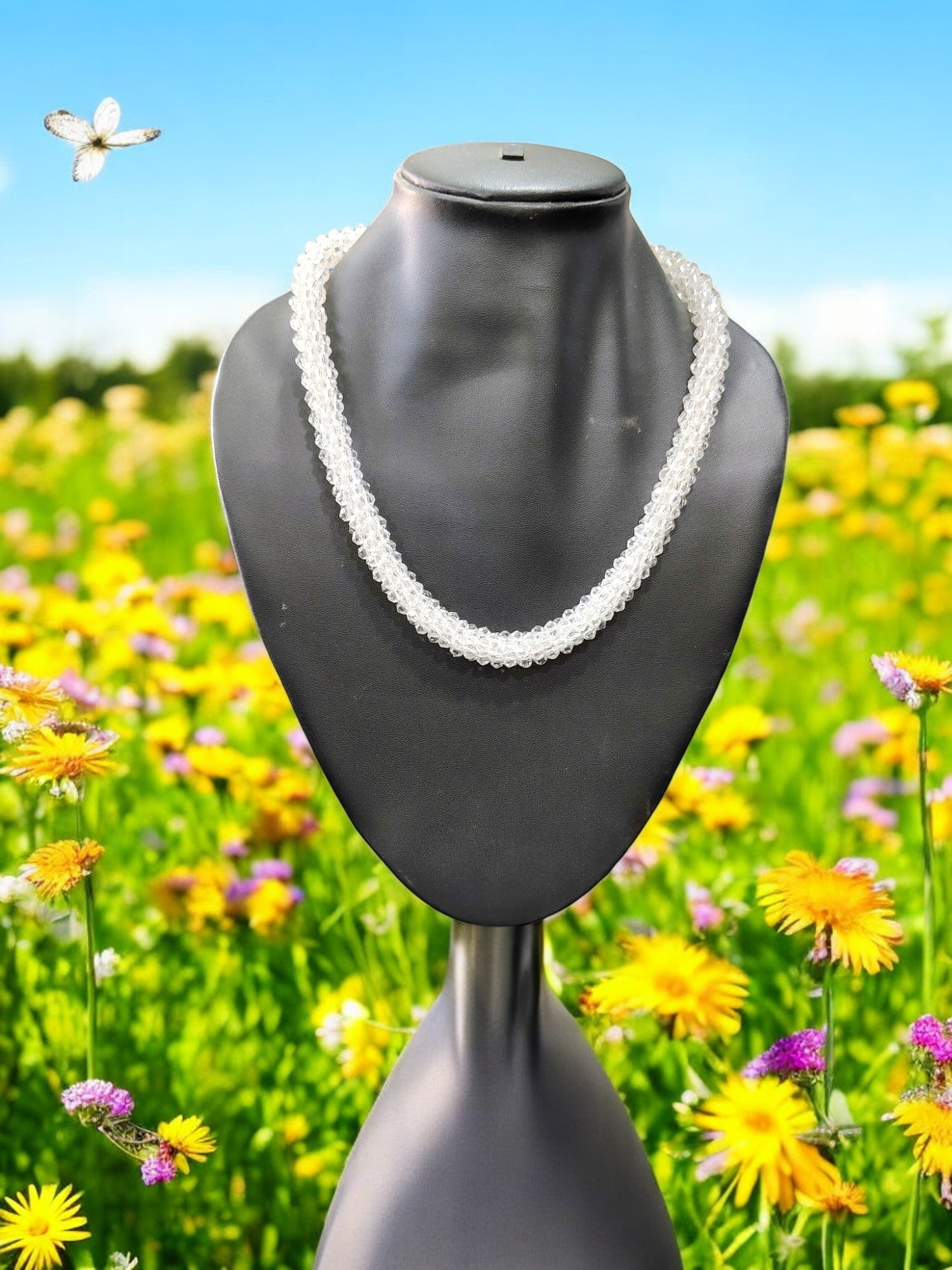 Noor-e-Jalwa – Handmade Crystal Bead Necklace / Necklace with Earrings -Adjustable -(Available in 11 Stunning Colors)