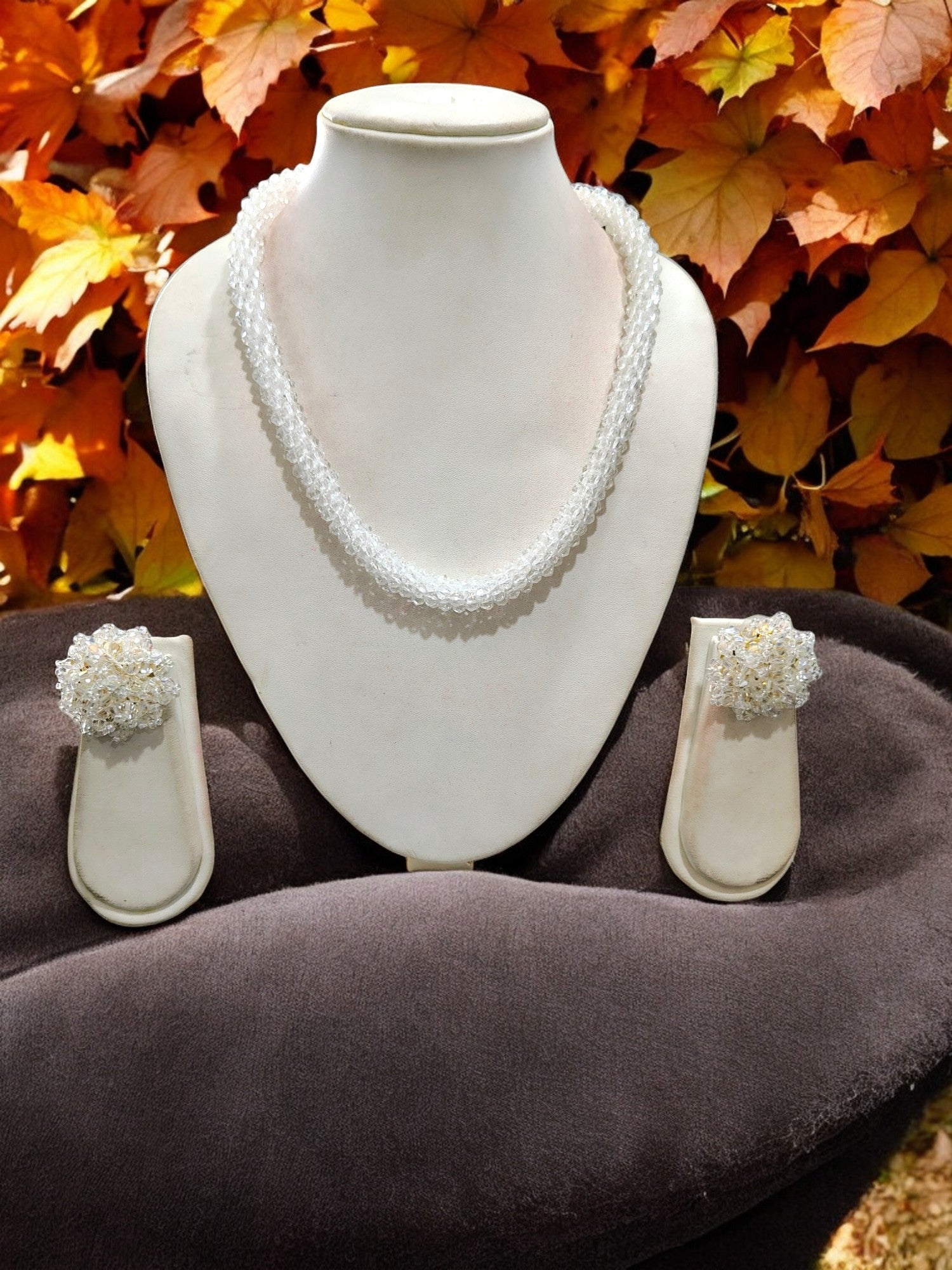 Noor-e-Jalwa – Handmade Crystal Bead Necklace / Necklace with Earrings -Adjustable -(Available in 11 Stunning Colors)