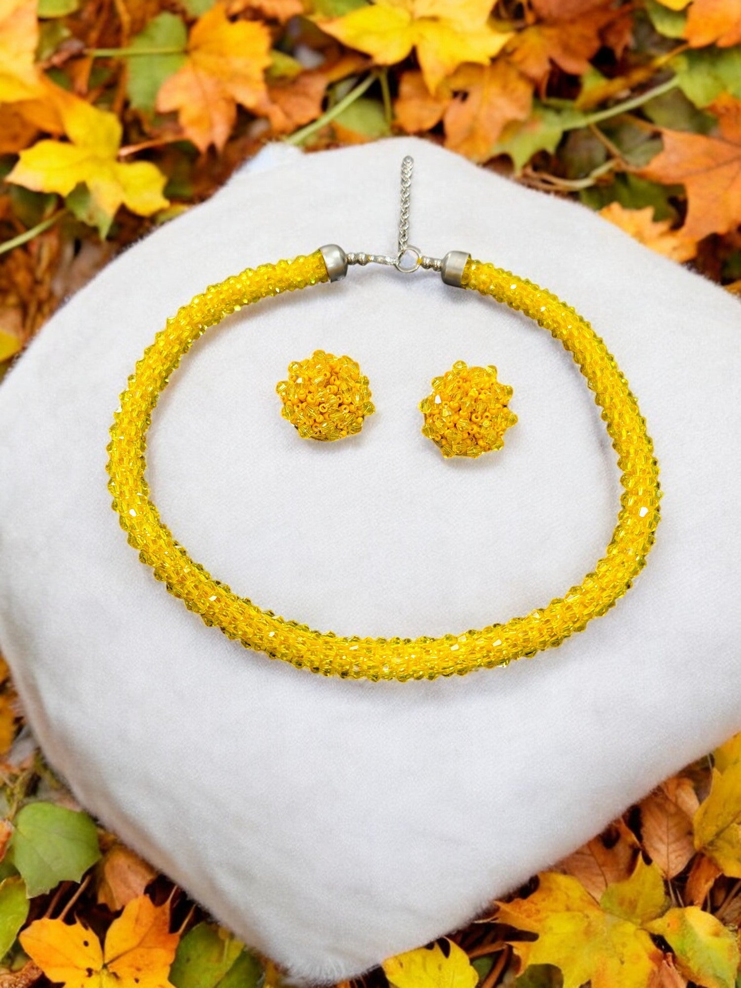 Chhoti Si Chamak – Crystal Necklace with Small Statement Studs (Available in 4 colors – Adjustable, Everyday Glam)