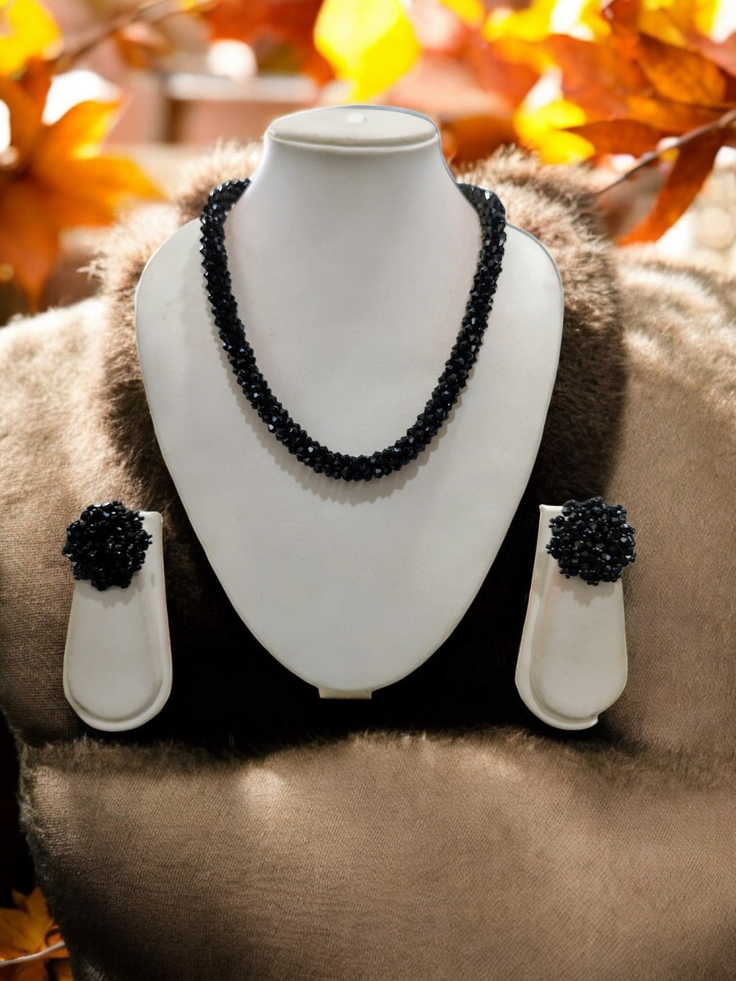 Noor-e-Jalwa – Handmade Crystal Bead Necklace / Necklace with Earrings -Adjustable -(Available in 11 Stunning Colors)