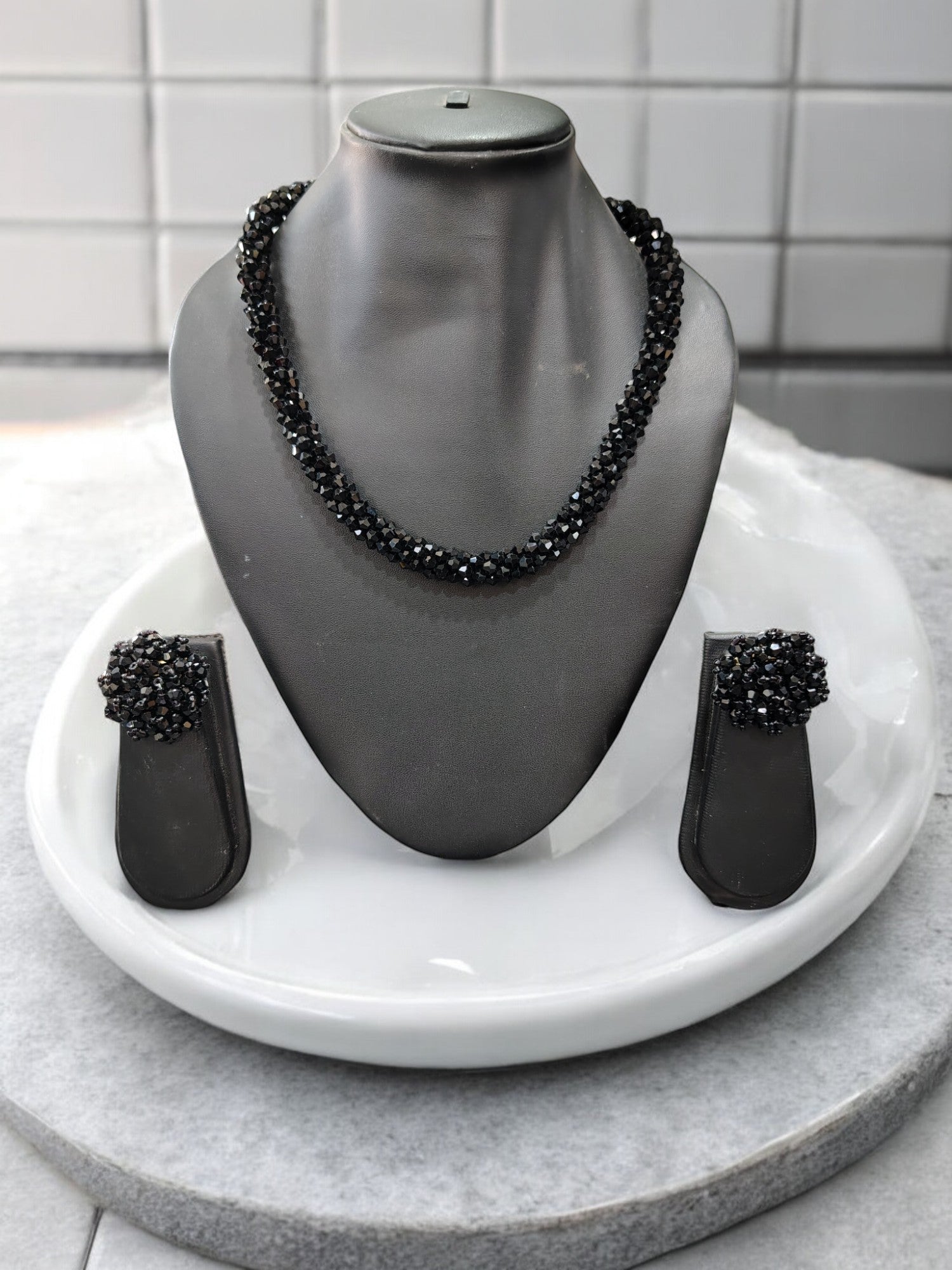 Noor-e-Jalwa – Handmade Crystal Bead Necklace / Necklace with Earrings -Adjustable -(Available in 11 Stunning Colors)