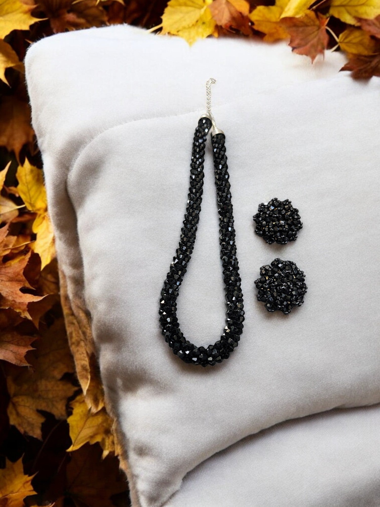 Noor-e-Jalwa – Handmade Crystal Bead Necklace / Necklace with Earrings -Adjustable -(Available in 11 Stunning Colors)