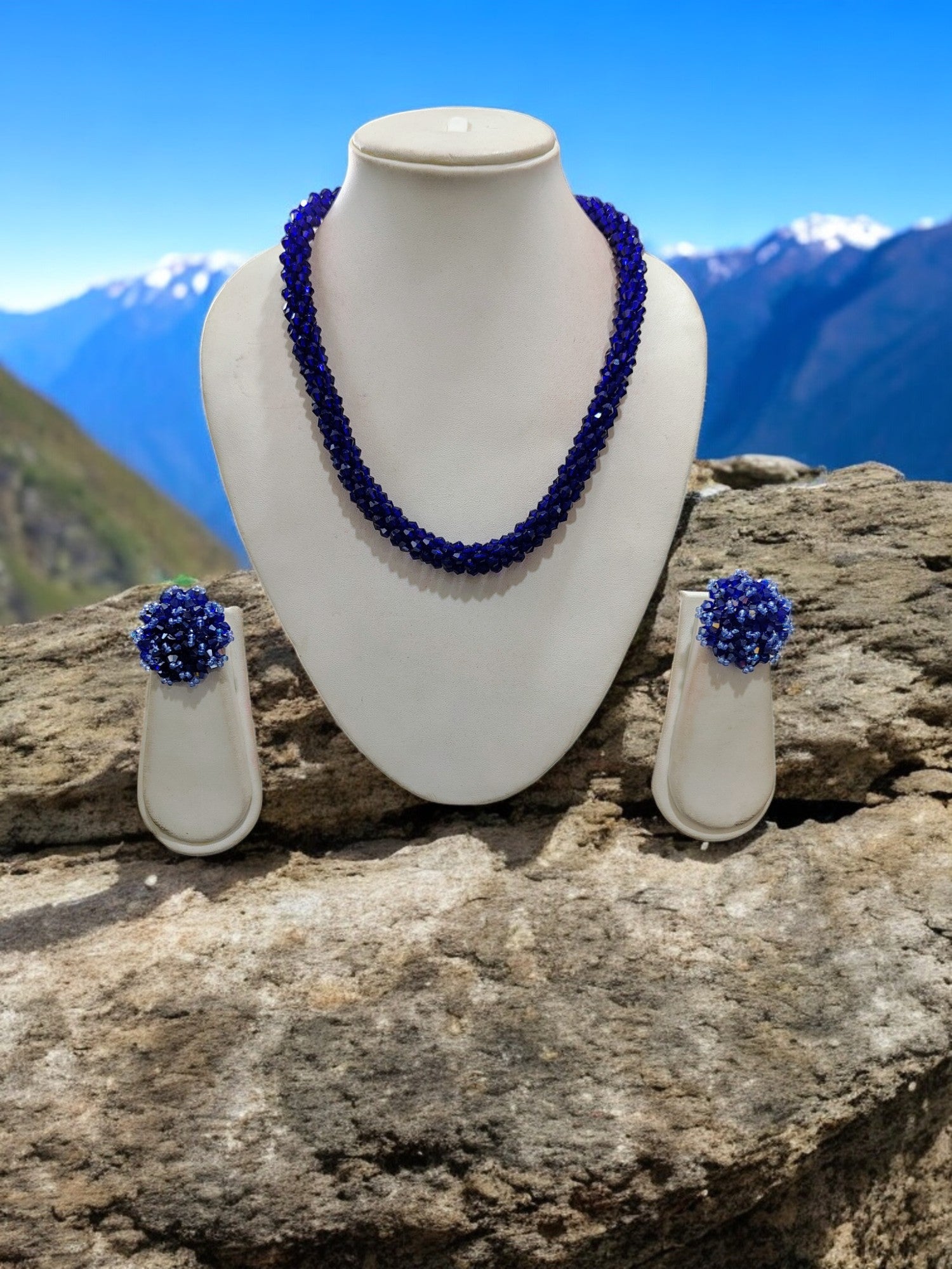Noor-e-Jalwa – Handmade Crystal Bead Necklace / Necklace with Earrings -Adjustable -(Available in 11 Stunning Colors)